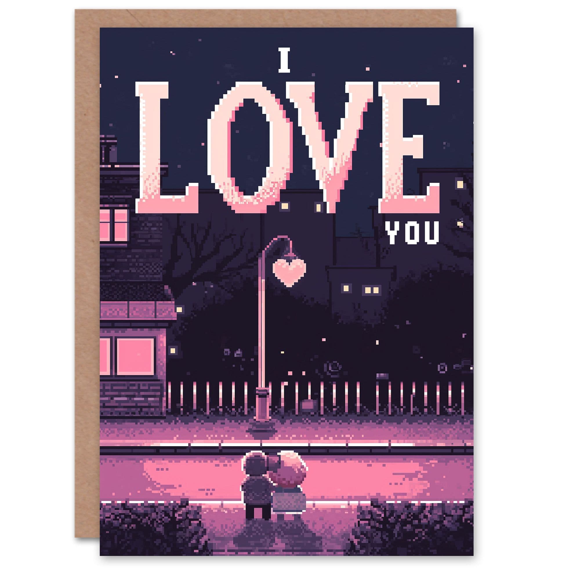 Anniversary Card Pixel Art Love You Night Alley Stars For Her Wife Partner