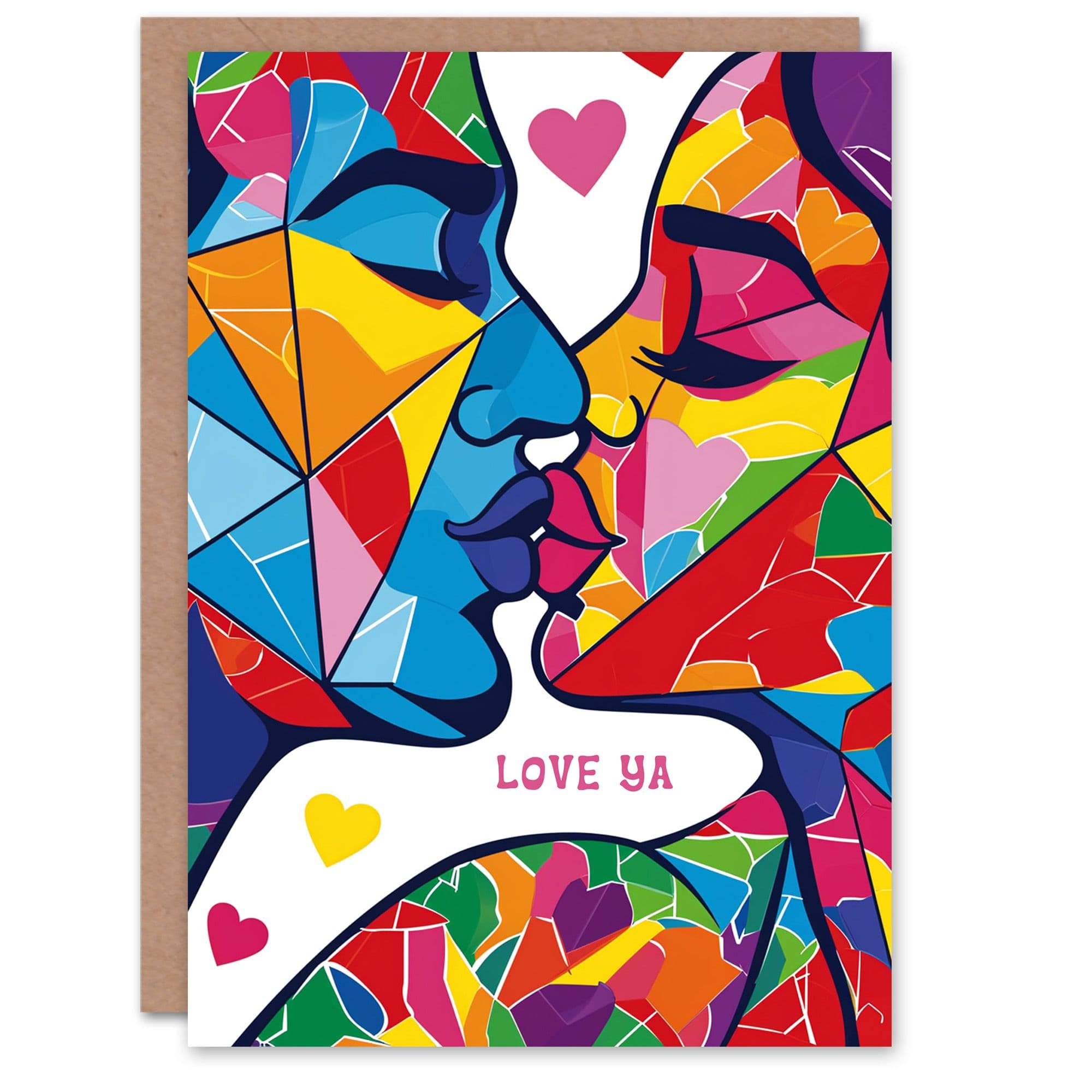Anniversary Card Love Ya Kiss Casual Abstract For Her Wife Partner