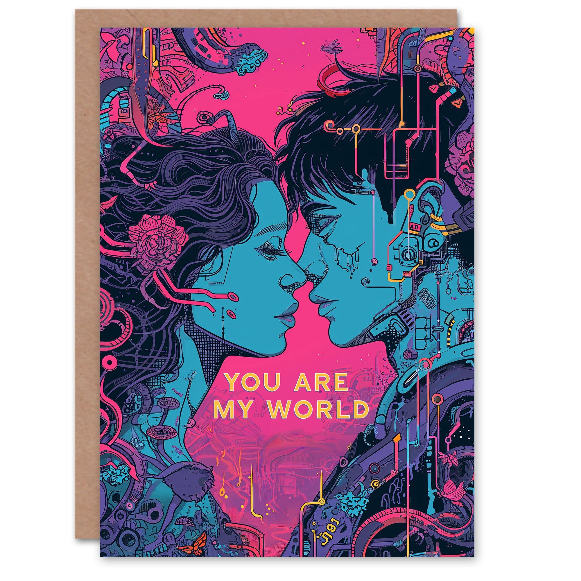 Anniversary Card You Are My World Cyber Punk Sci-Fi For Him Husband Partner