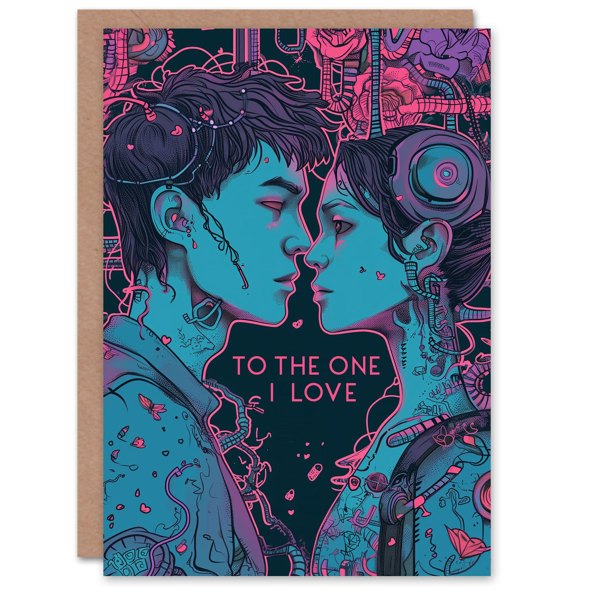 Anniversary Card One I Love Cyber Punk Sci Fi Neon Him Husband Partner