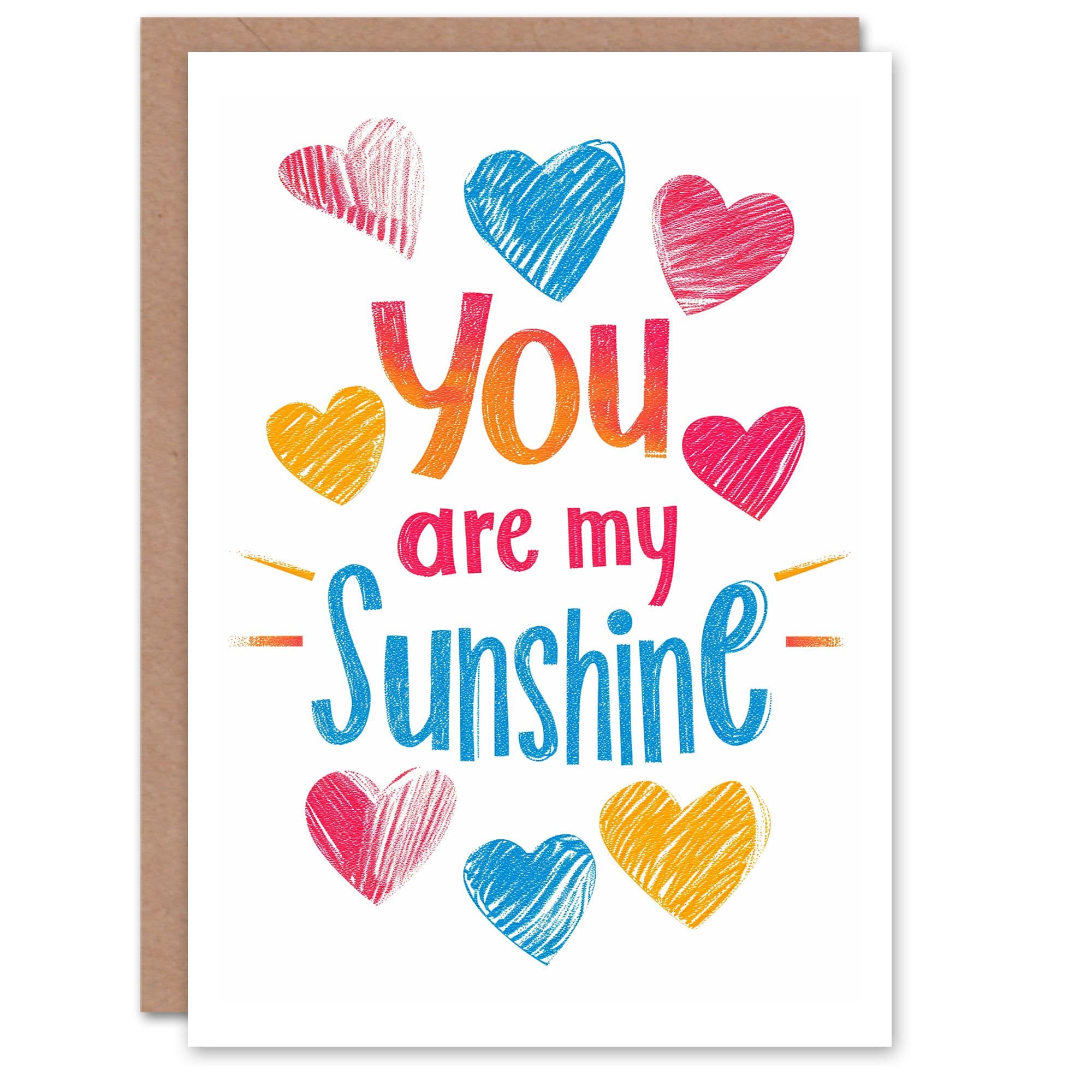 Anniversary Card You Are My Sunshine Sketch Hearts Her Wife Partner