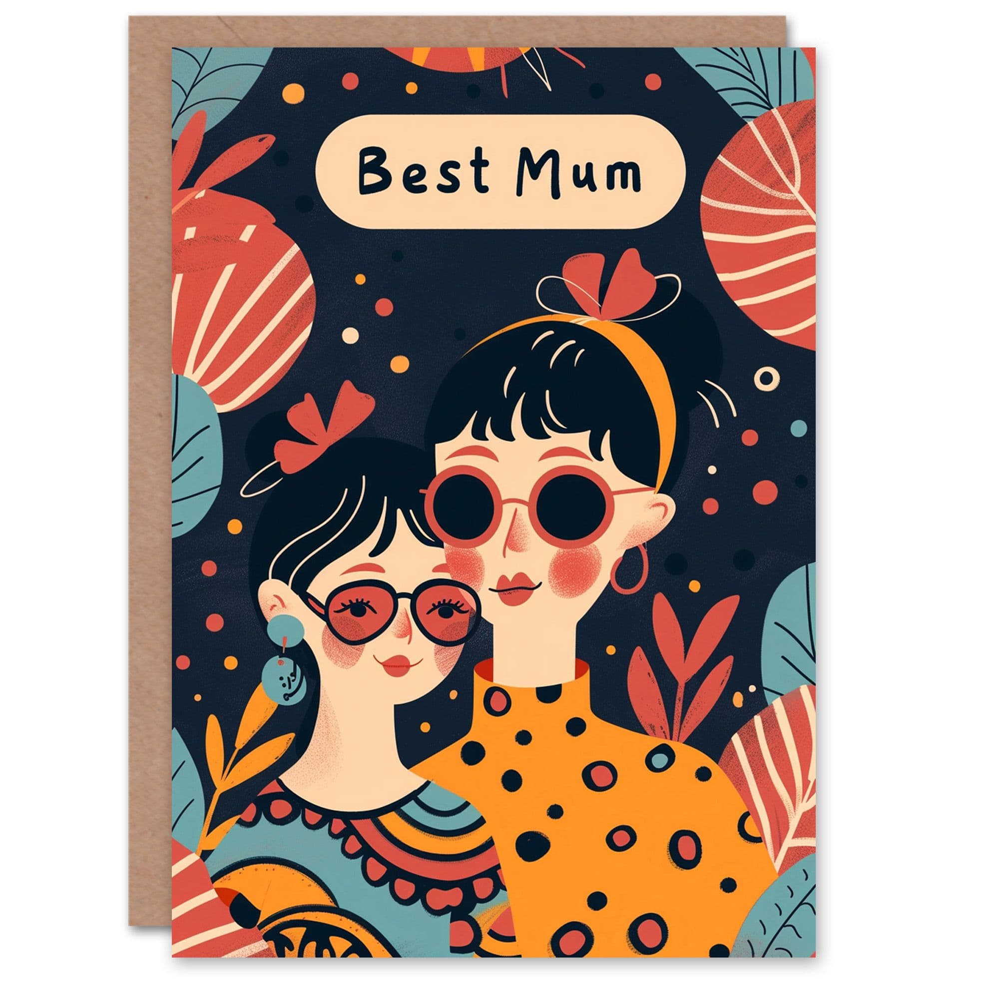 Mothers Day Greeting Card Best Mum Daughter Sunglasses Portrait Mum