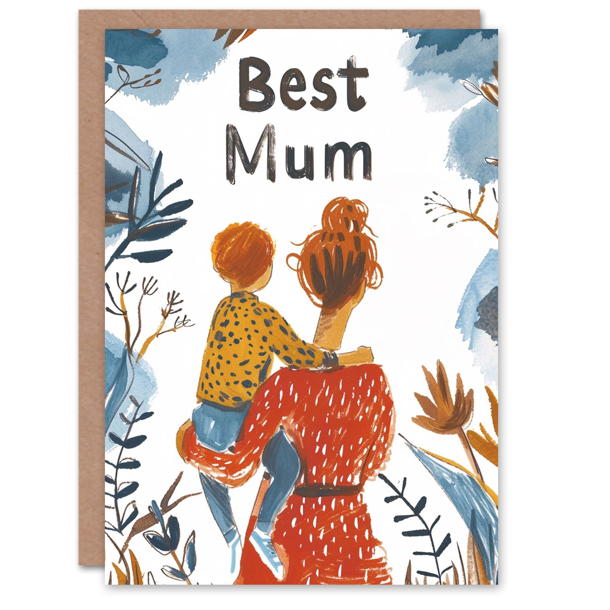 Mothers Day Greeting Card Best Mum Holding Son Mum
