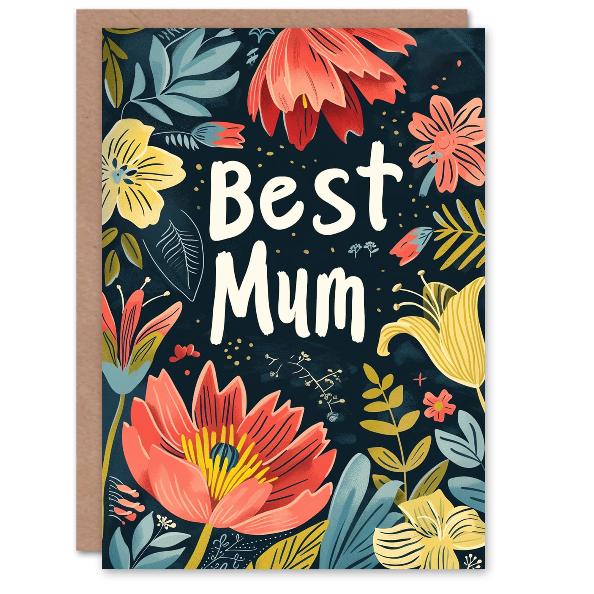 Mother's Day Greeting Card Best Mum Flowers Floral Pattern For Mum