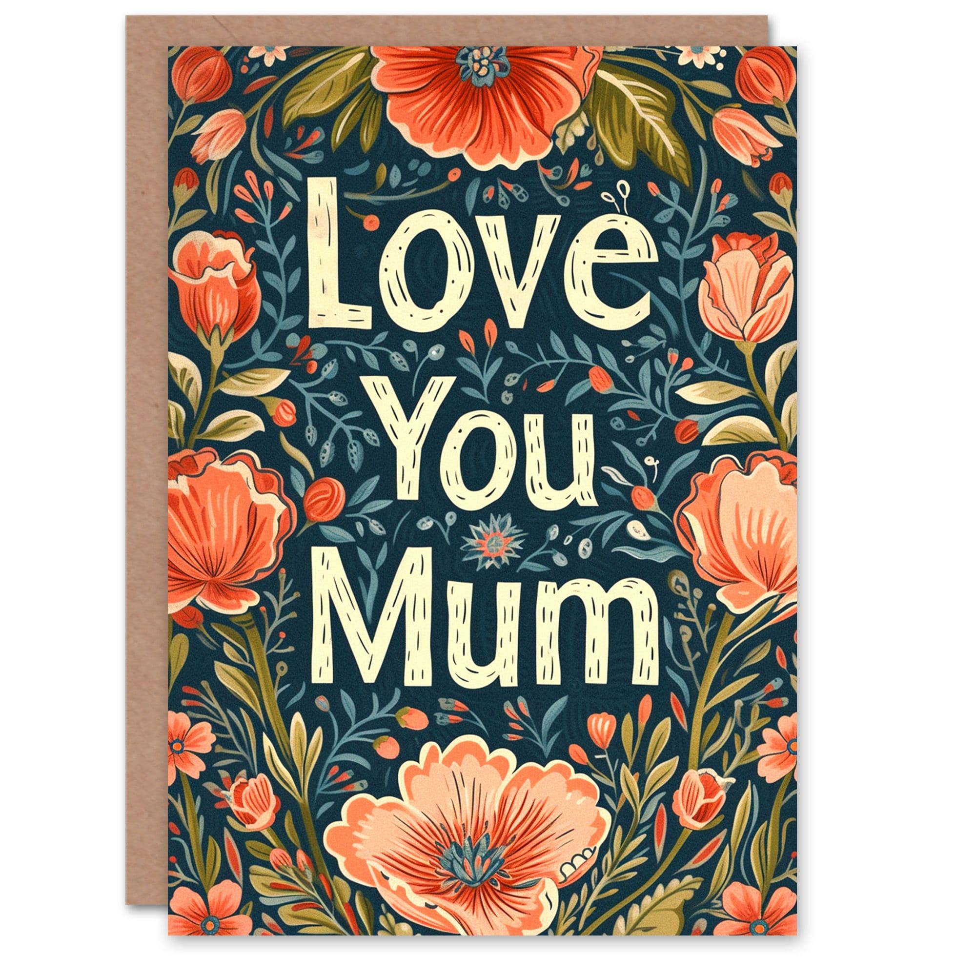 Mothers Day Greeting Card Love You Anemone Flower Design Mum