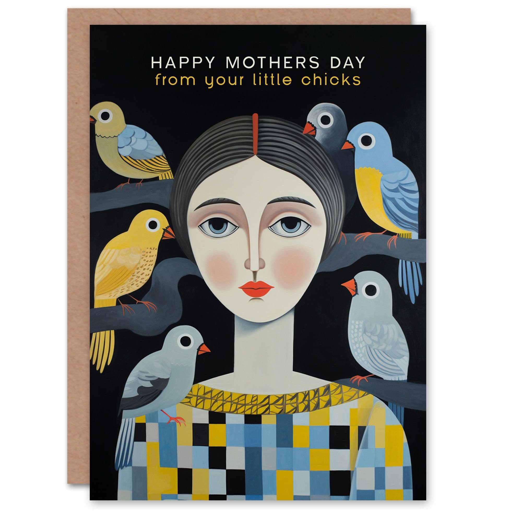 Mothers Day Greeting Card Bird Family Little Chicks Mum