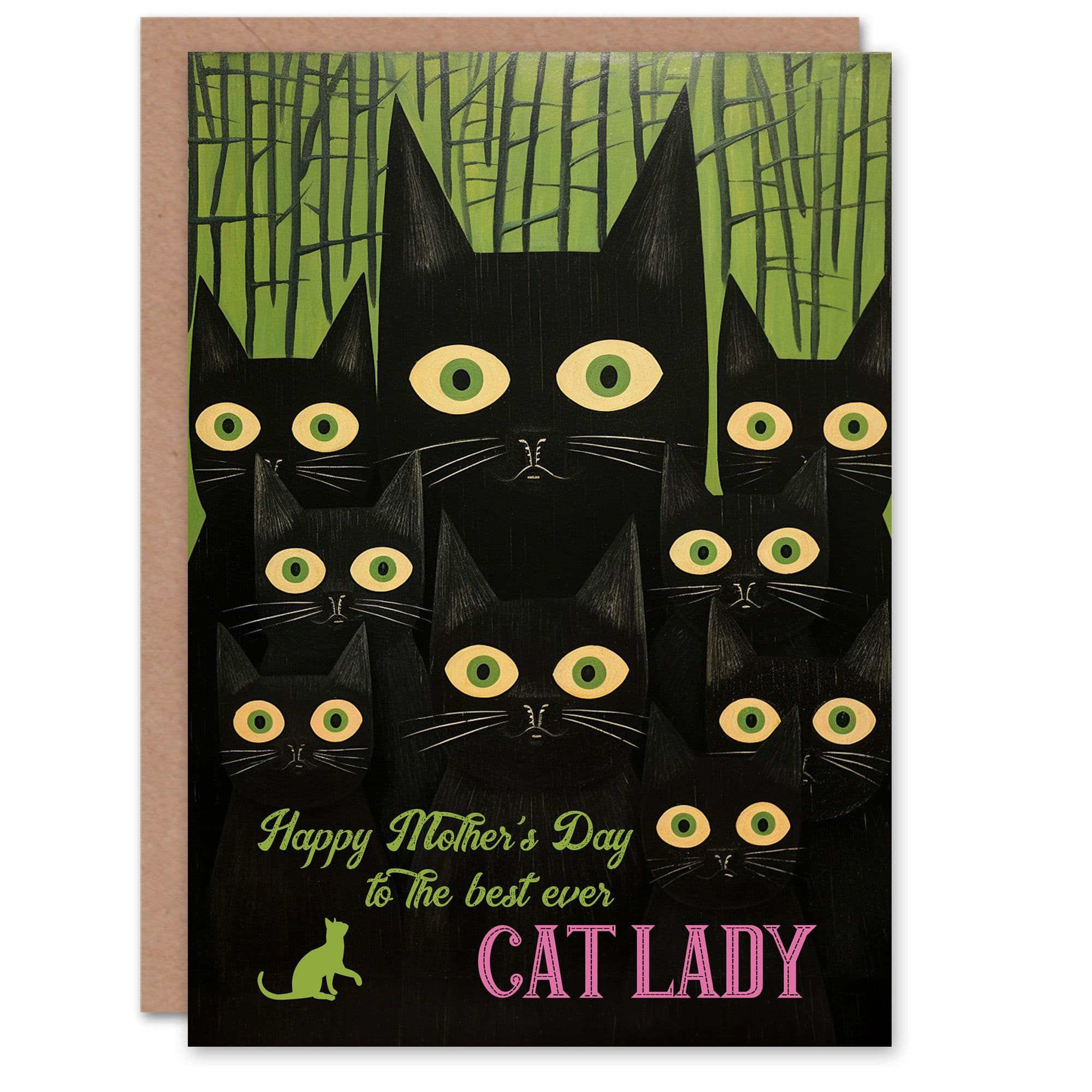 Mothers Day Greeting Card Creepy Fun Best Ever Cat Cats Mum