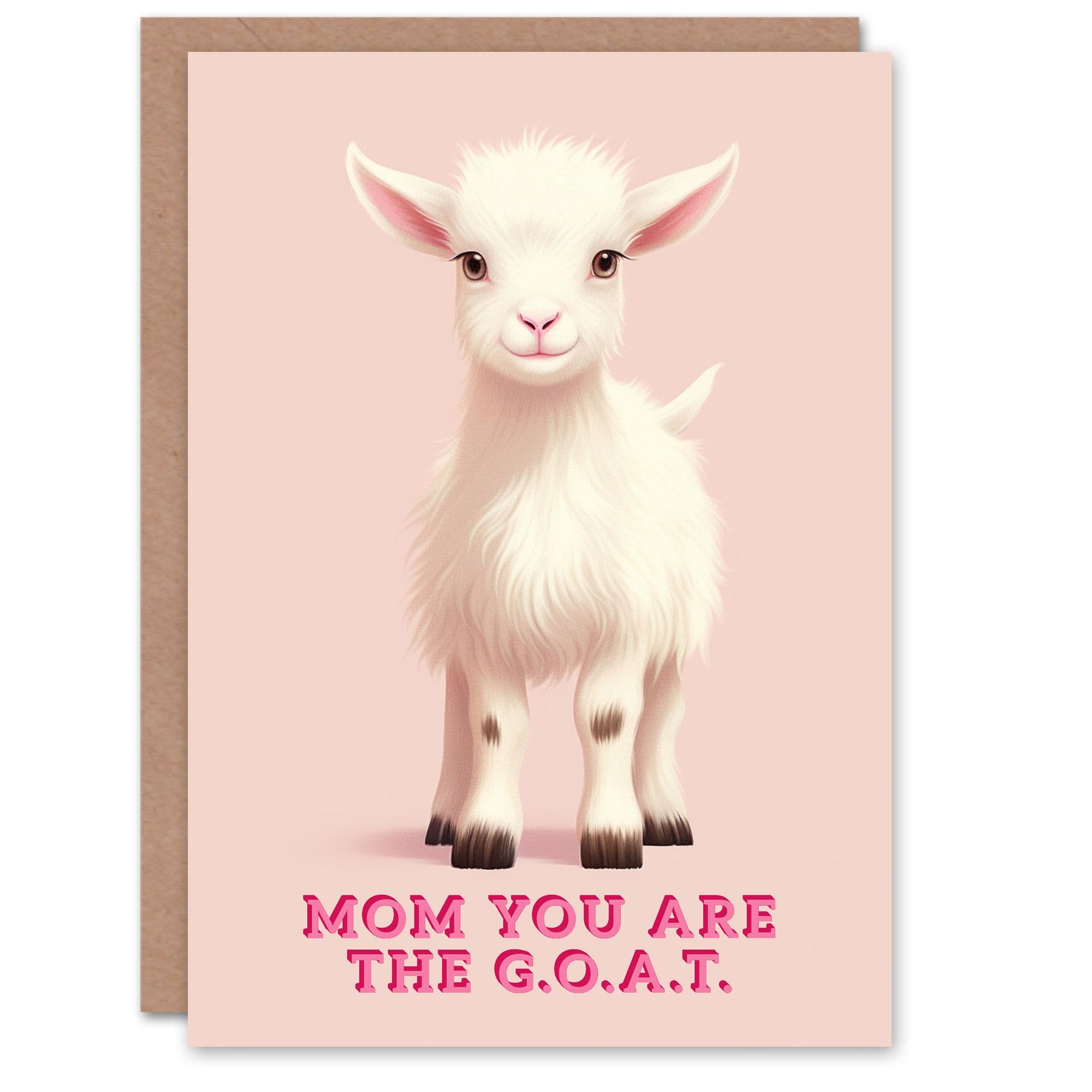 Mothers Day Greeting Card Cute Goat Birthday Mom Greatest All Time G.O.A.T Mum