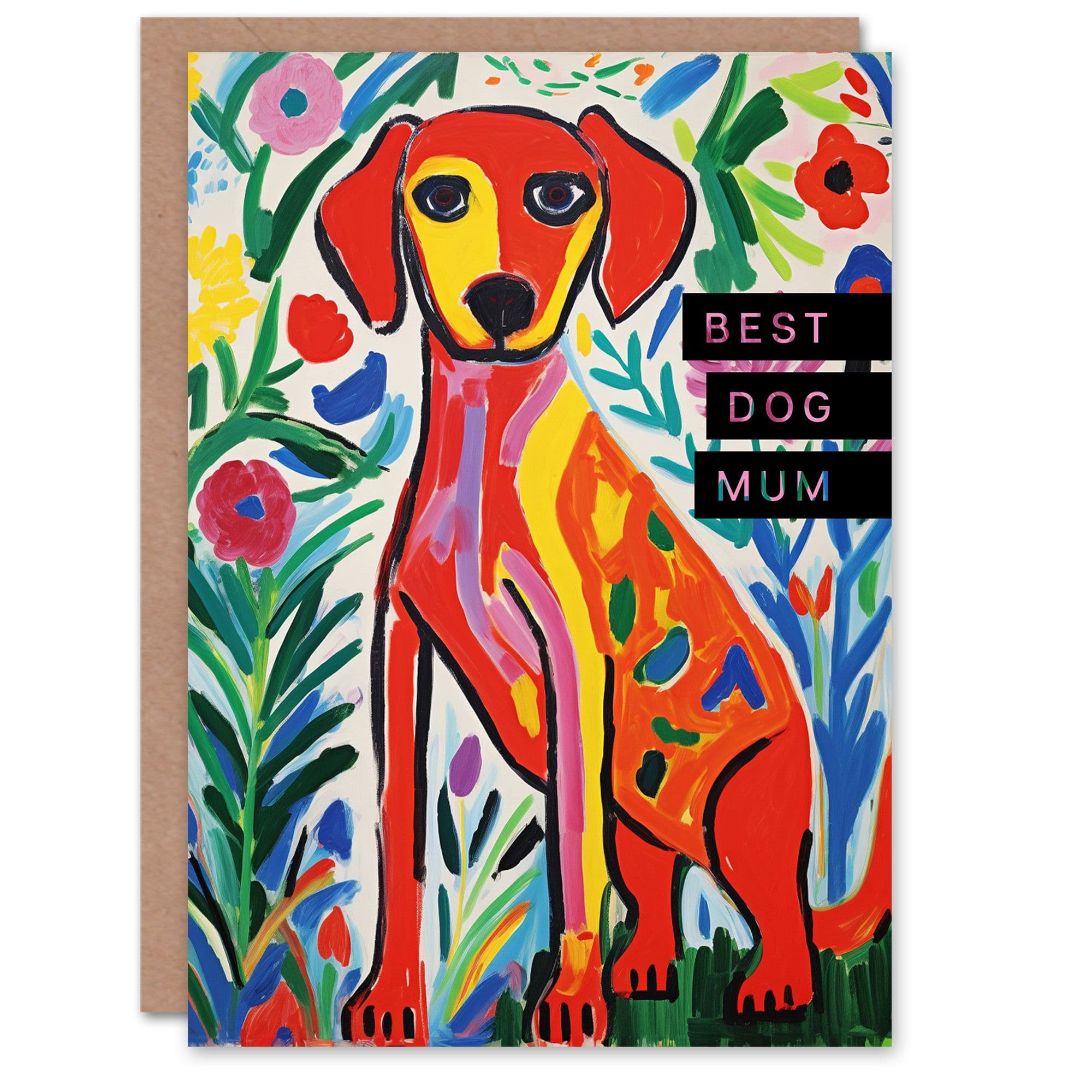 Mother's Day Greeting Card Cute Puppy Painting Best Dog Mum From Dog Lover For Mum