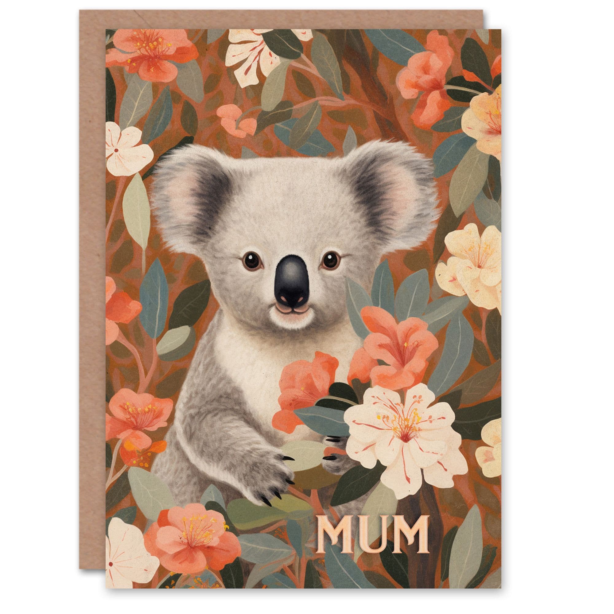 Mothers Day Greeting Card Mum Birthday Cute Koala Flowers Mum