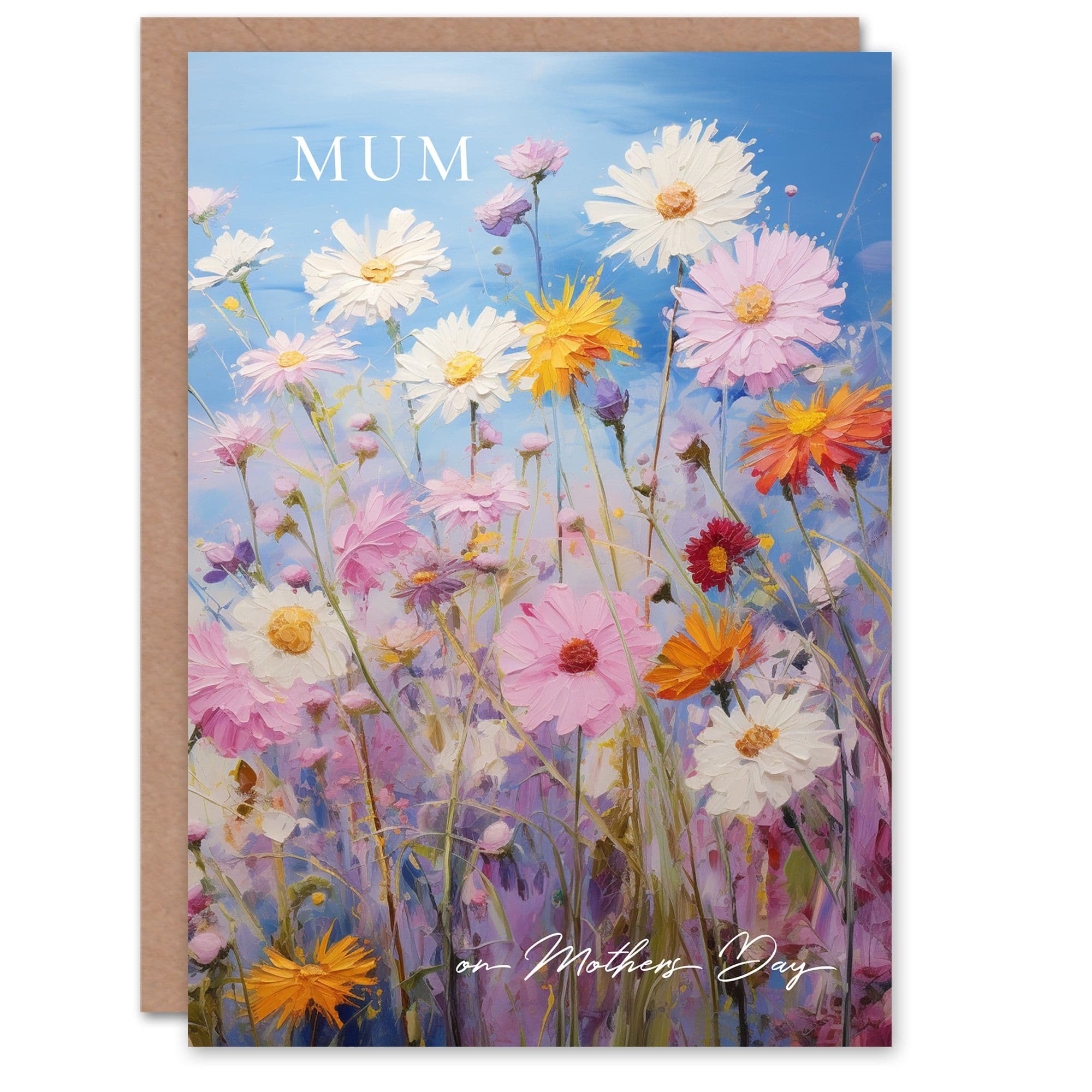 Mother's Day Greeting Card Field of Wildflowers Mum Floral Painting For Mum