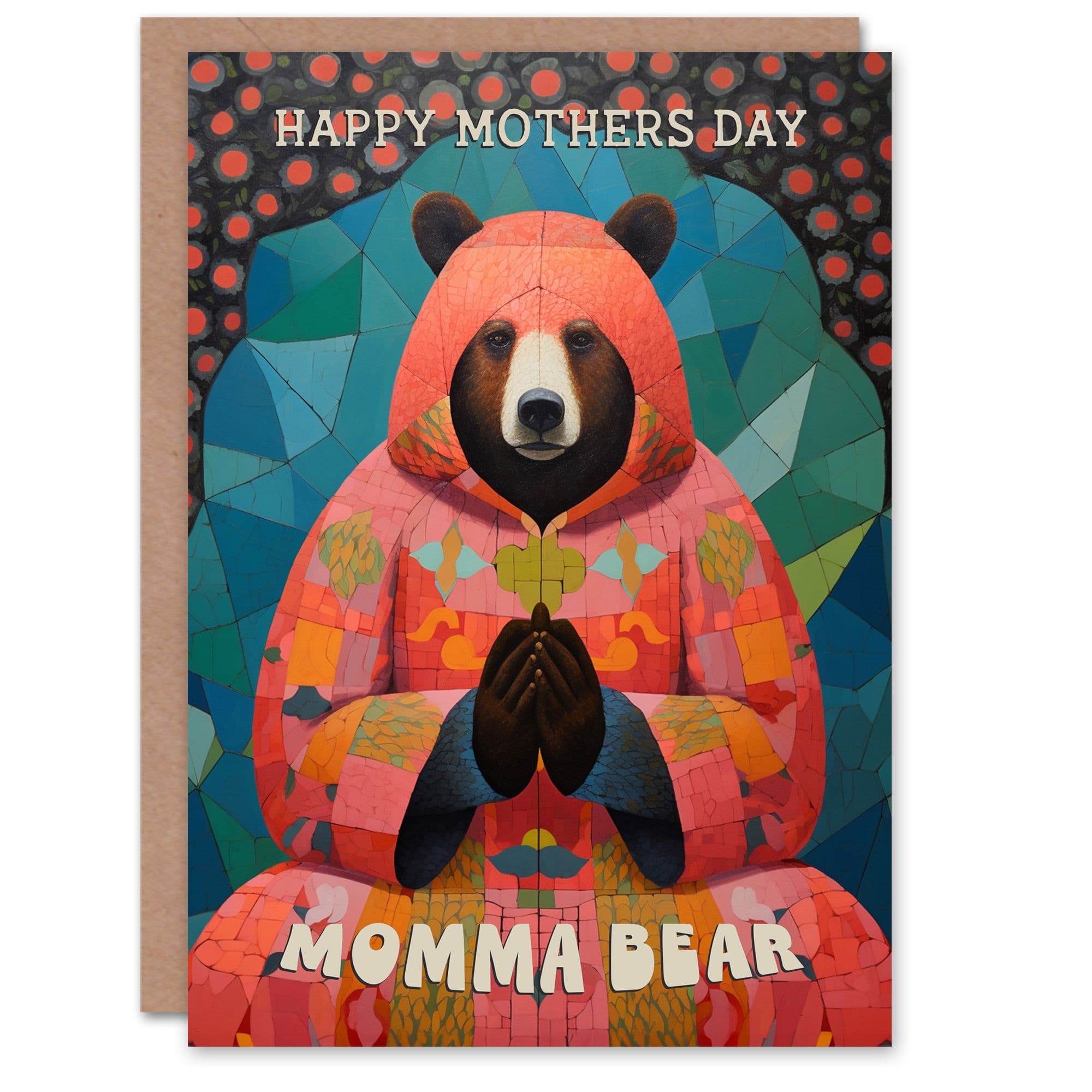 Mothers Day Greeting Card Momma Bear Happy Meditation Mum