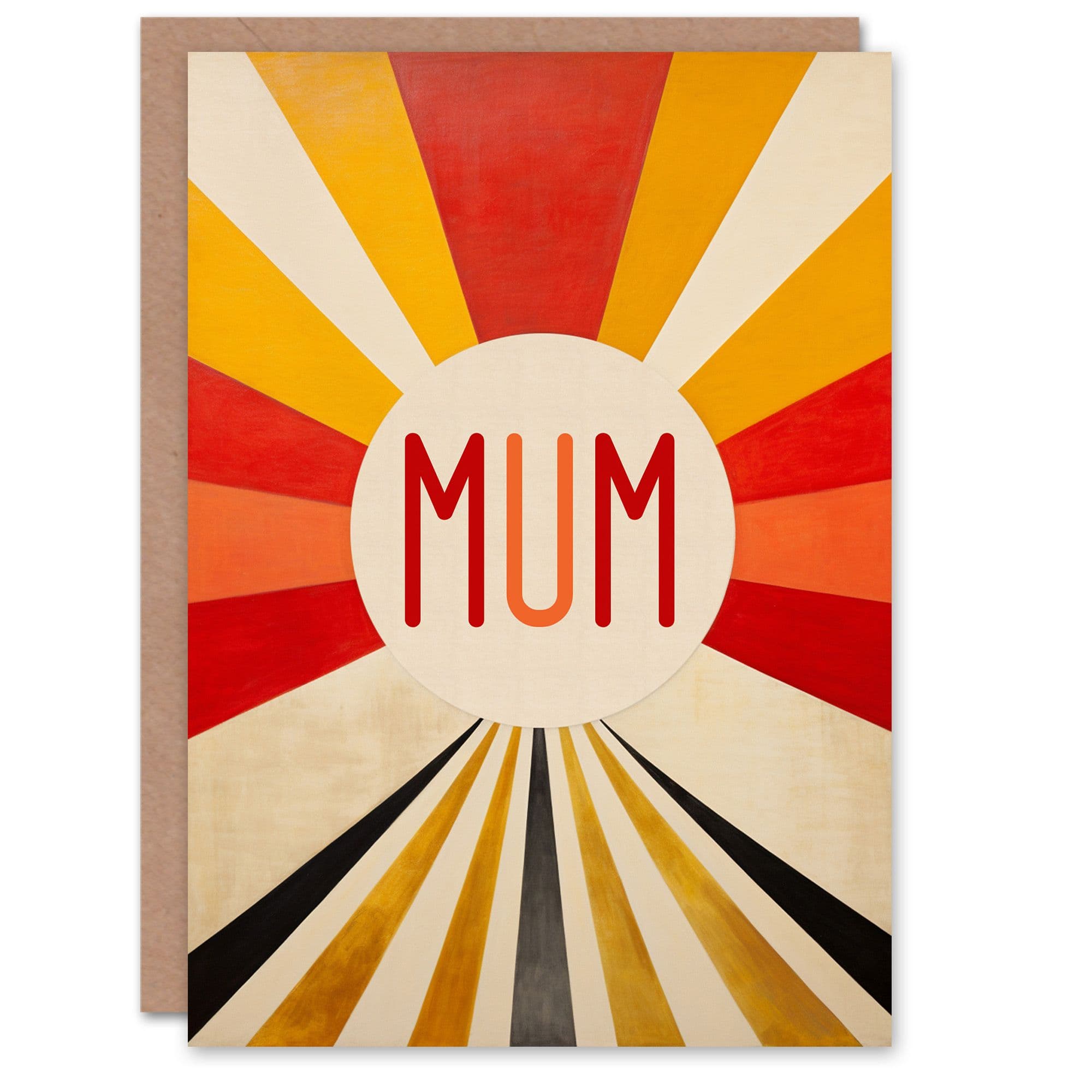 Mother's Day Greeting Card Retro Stripe Sun Rays For Mum
