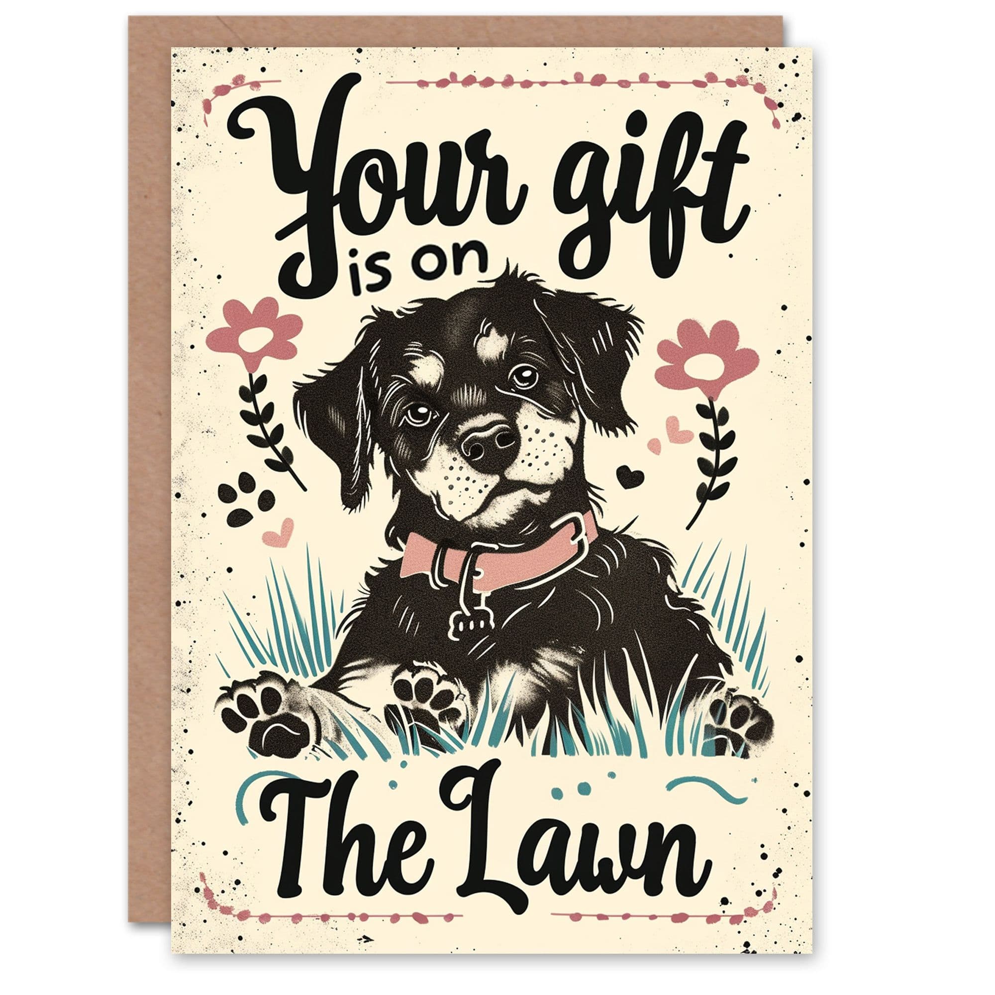Mothers Day Greeting Card Funny Pet Gift on Lawn Dog Lover Mum