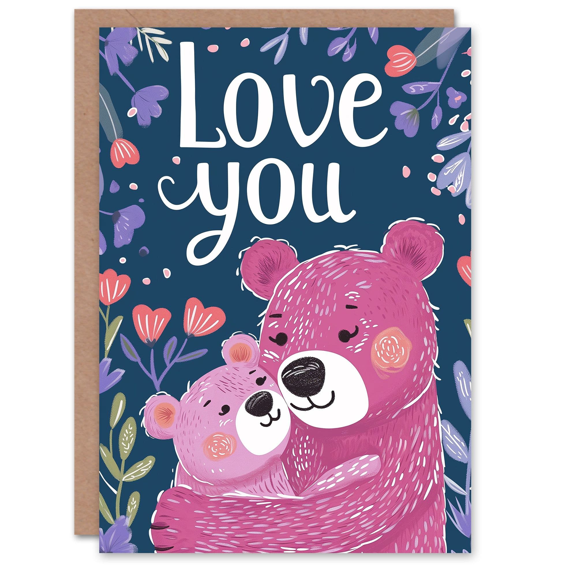Mother's Day Greeting Card Bear Cub Hug Love You From Daughter For Mum