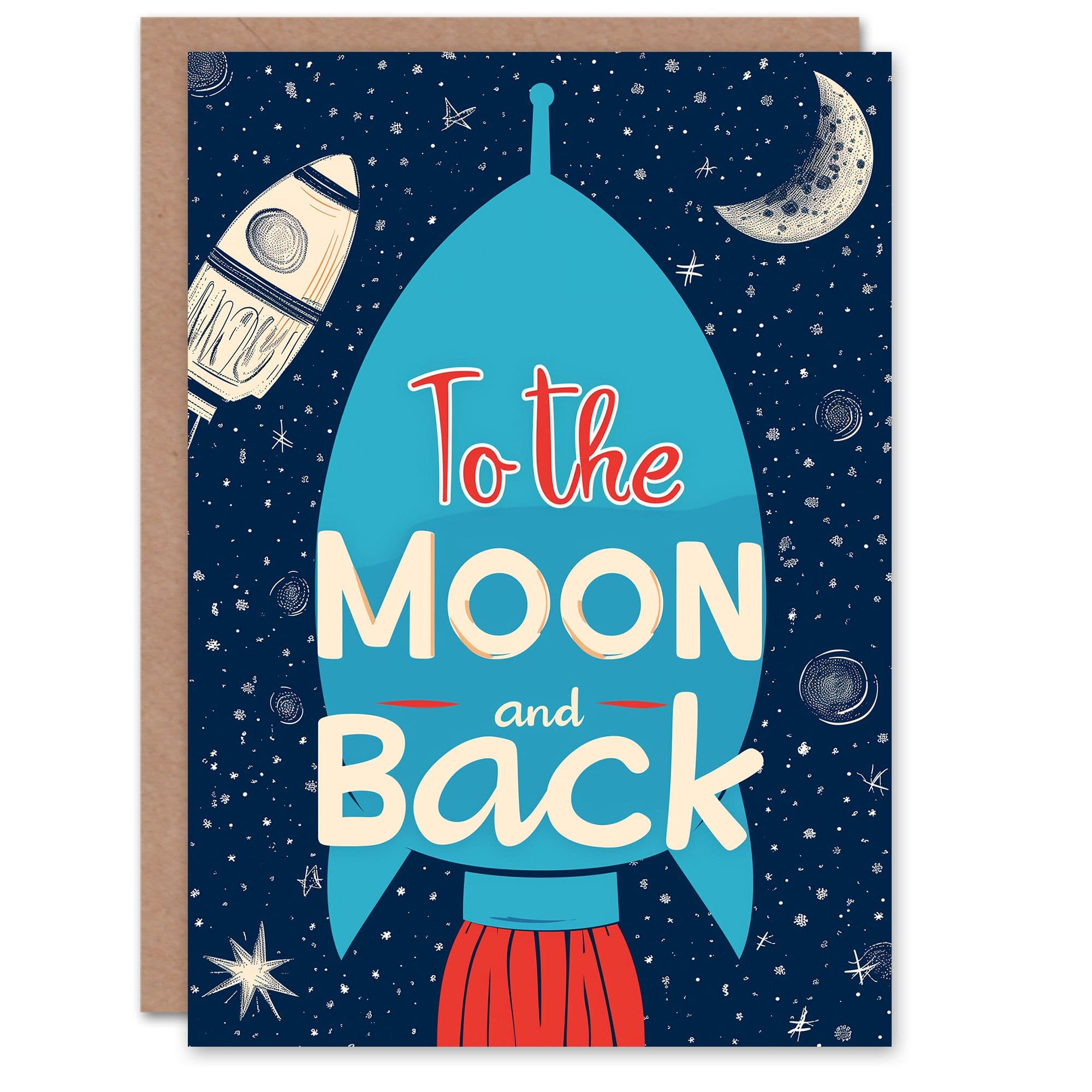Mothers Day Greeting Card Love You Moon Back Space Rocket Son Mum