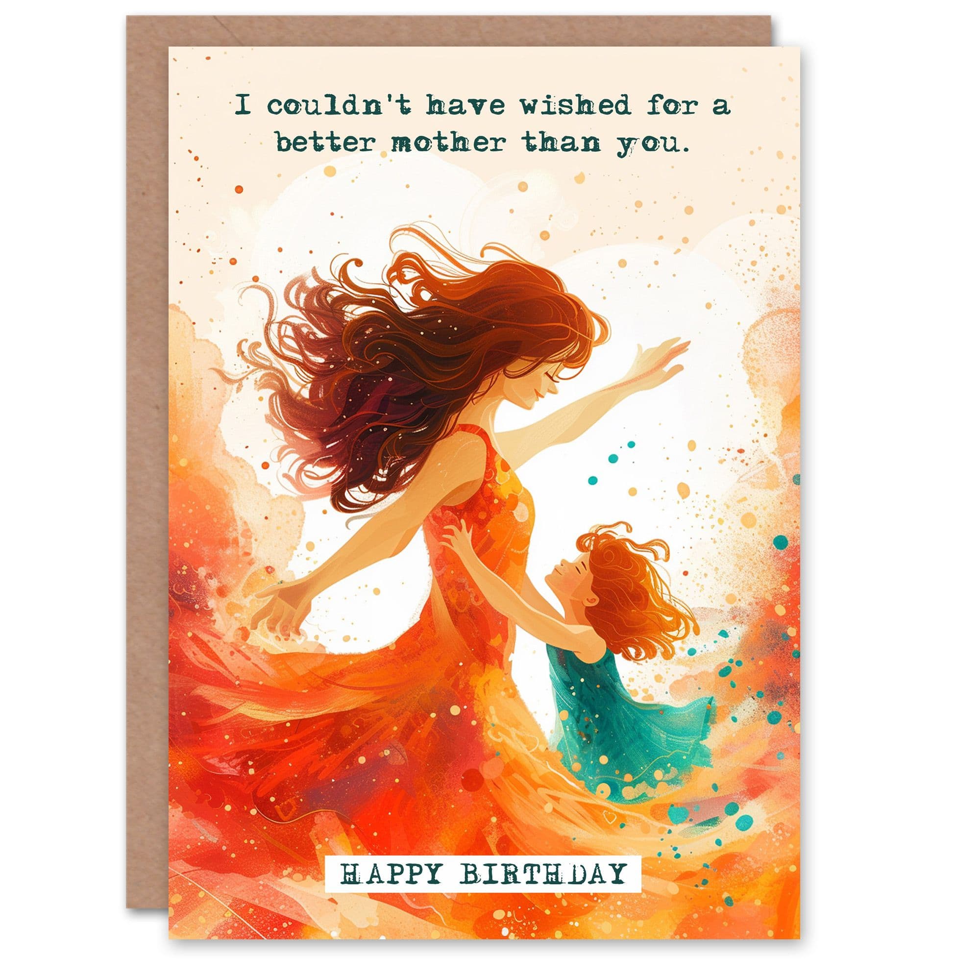 Birthday Greeting Card Dancing Daughter Head Ginger Mum