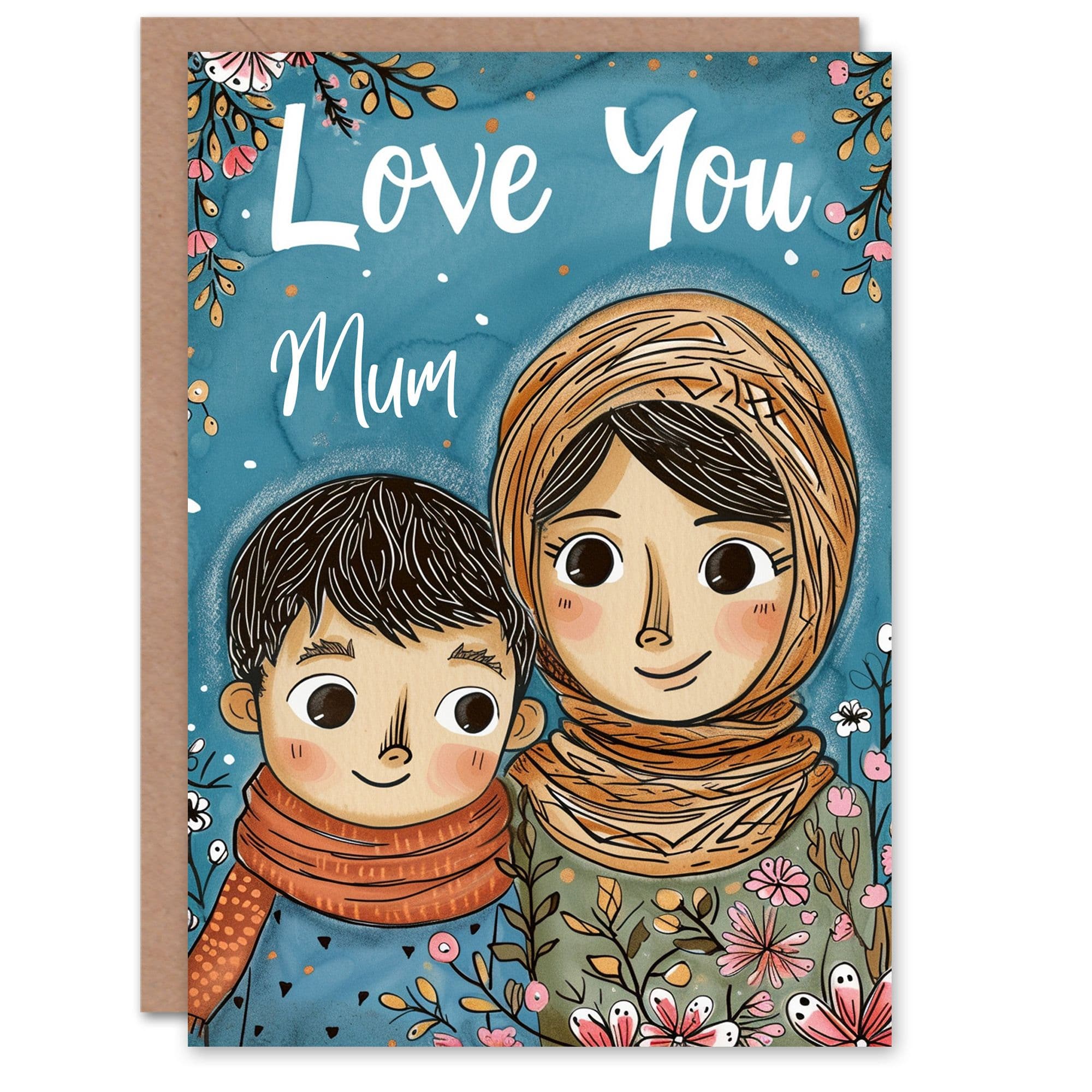 Mother's Day Greeting Card Birthday Love You Mum Portrait From Son For Mum