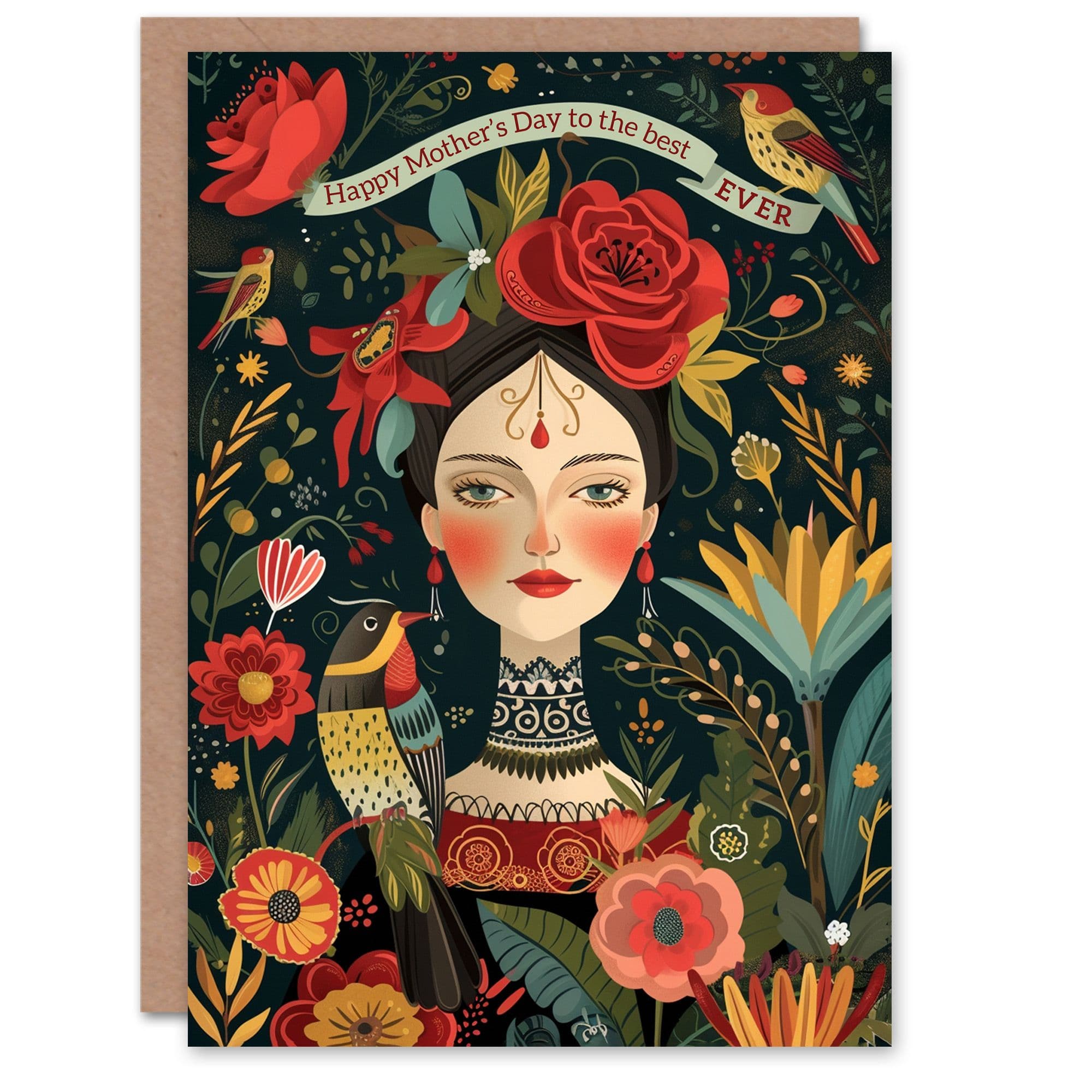 Mothers Day Greeting Card Best Ever Nature Exotic Flowers Bold Strong Mum