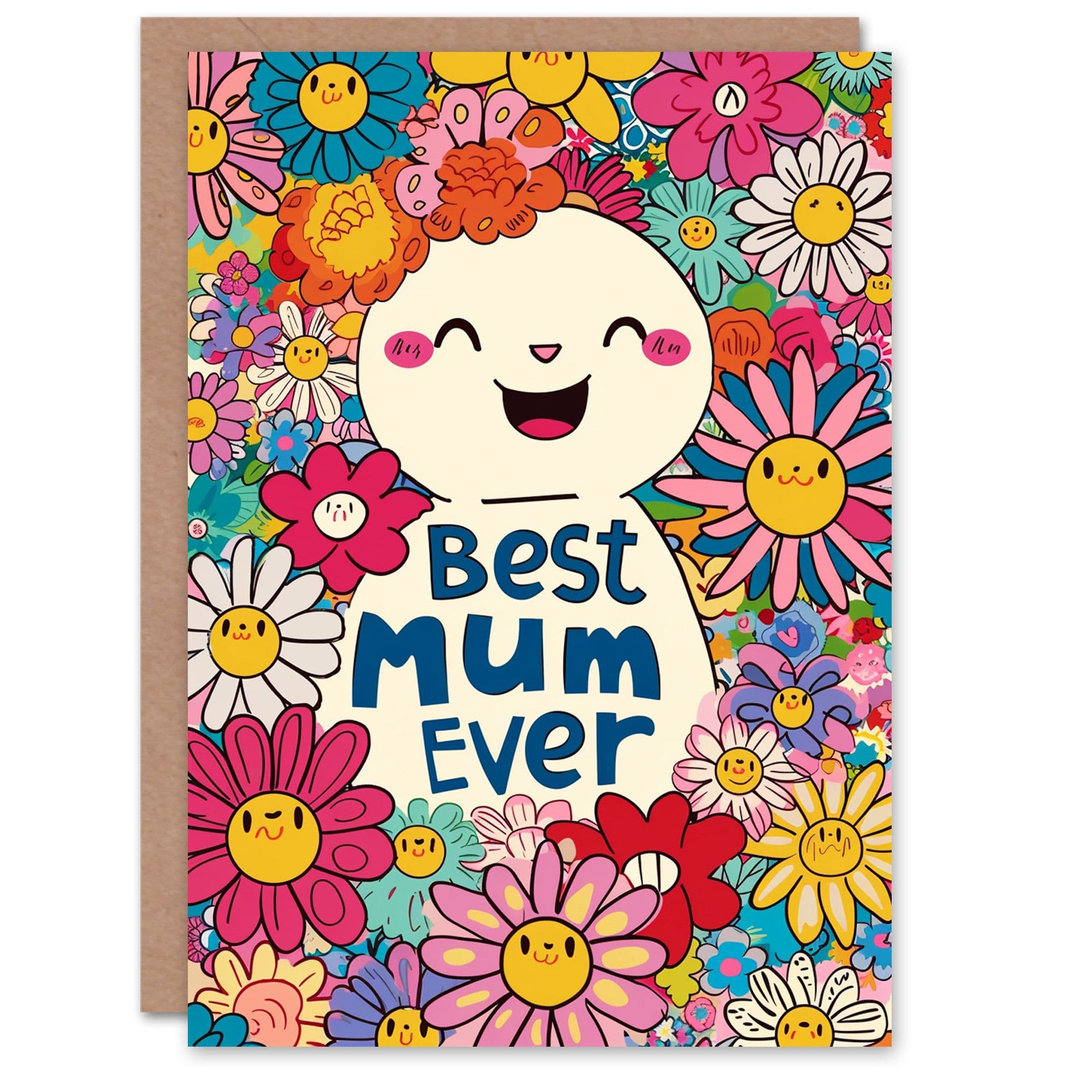 Mother's Day Greeting Card Best Ever Colourful Daisy Flower Cartoon Fun For Mum
