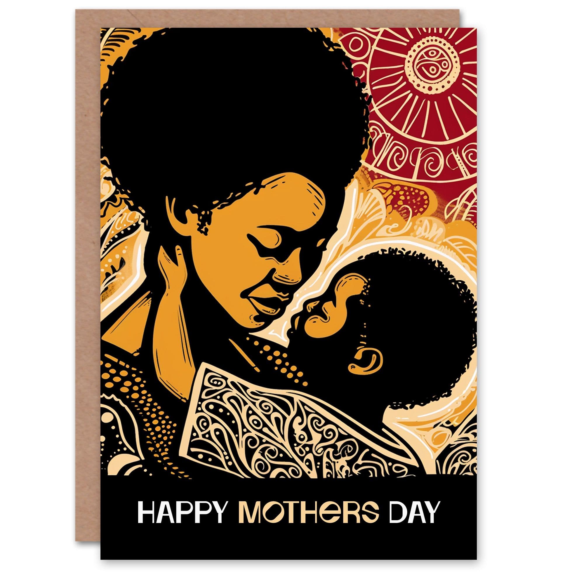 Afro Caribbean Woman Mothers Day Greeting Card Son Mum