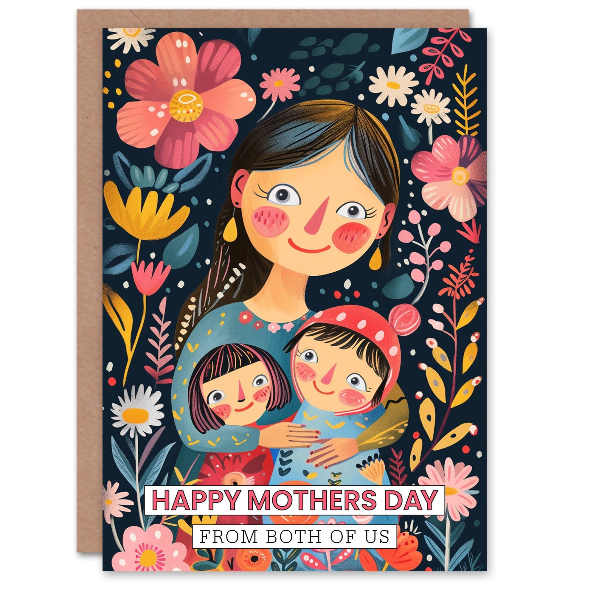 Mothers Day Greeting Card Both Us Two Happy Flowers Mum