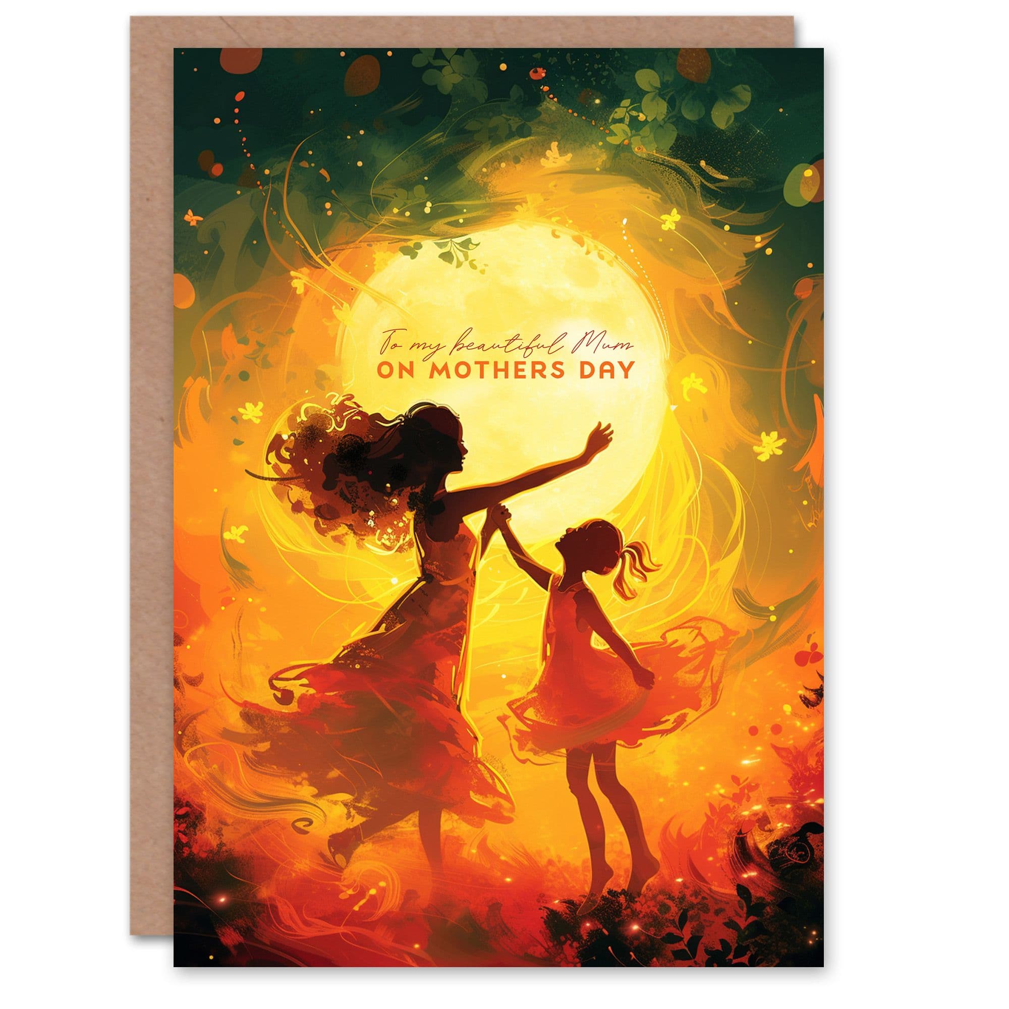 Mother's Day Greeting Card Daughter Beautiful Mum Dancing Moon Sun For Mum