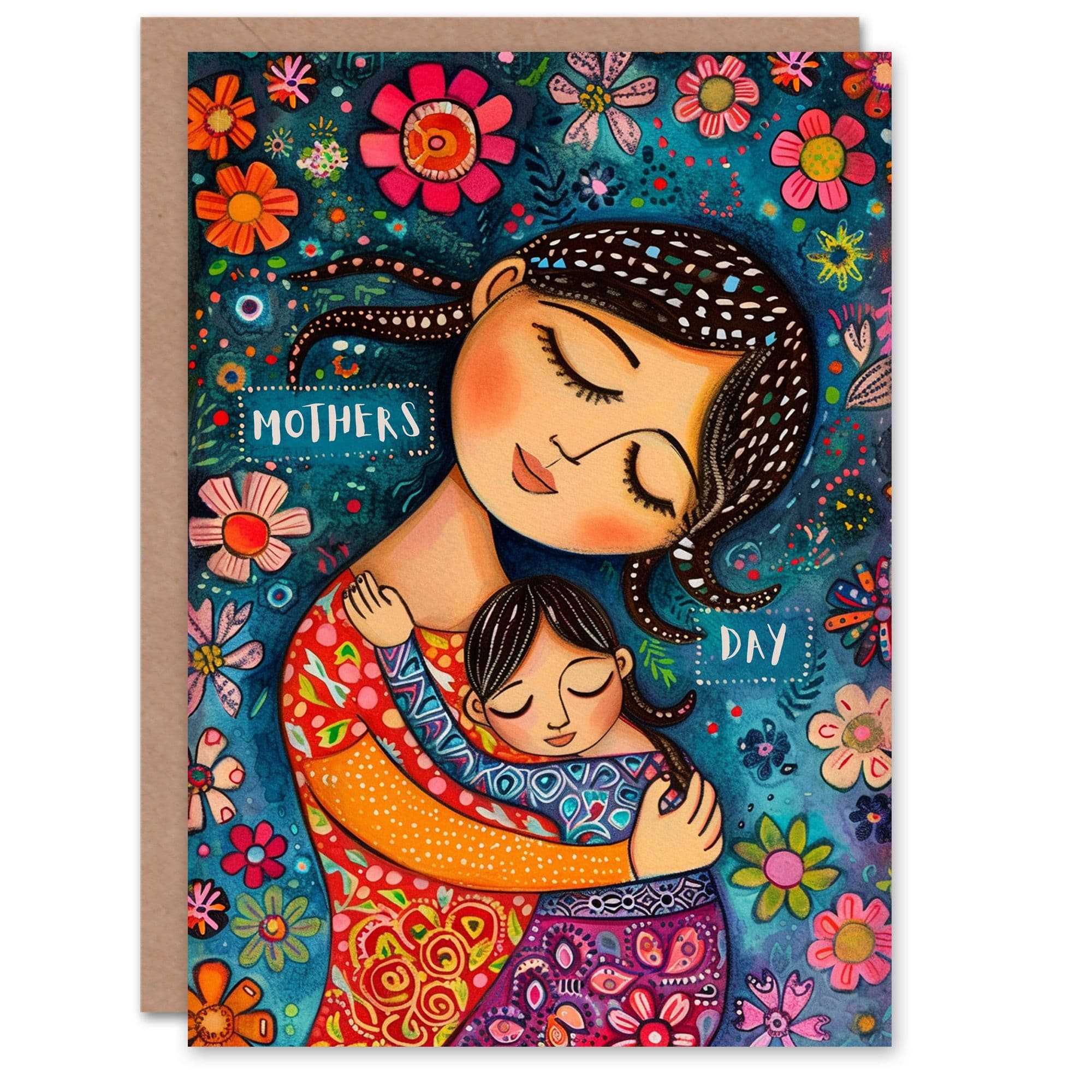 Mother's Day Greeting Card Daughter Hug Cuddle Bright Fun For Mum
