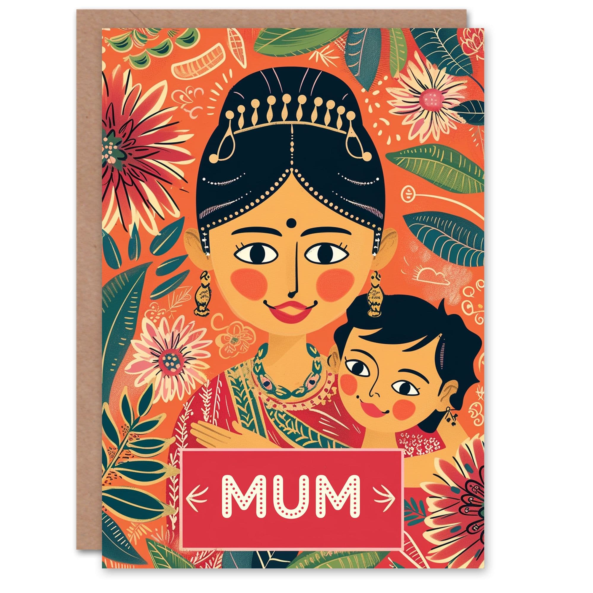 Mother's Day Greeting Card Hug Toddler Indian Hindu For Mum