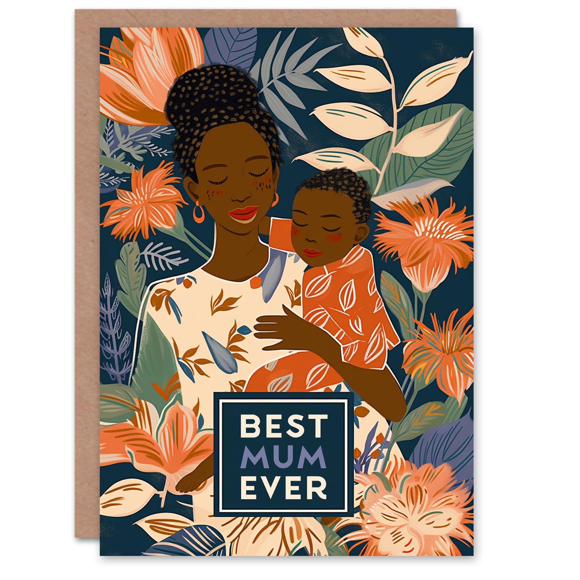 Afro Caribbean Black Woman Mother's Day Greeting Card Son Daughter Best Mum Ever