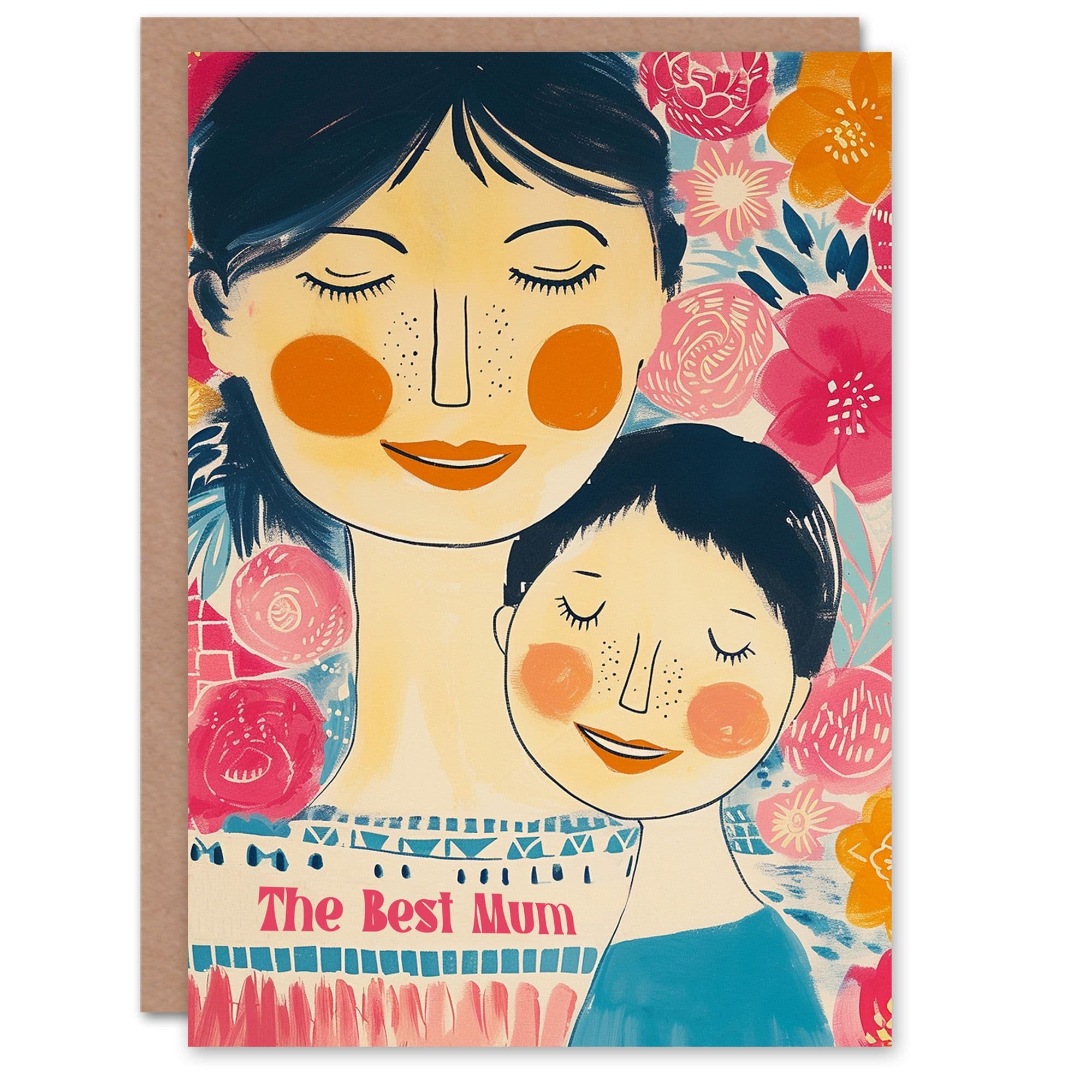 Mothers Day Greeting Card Son Hug Best Mum Happy Mum