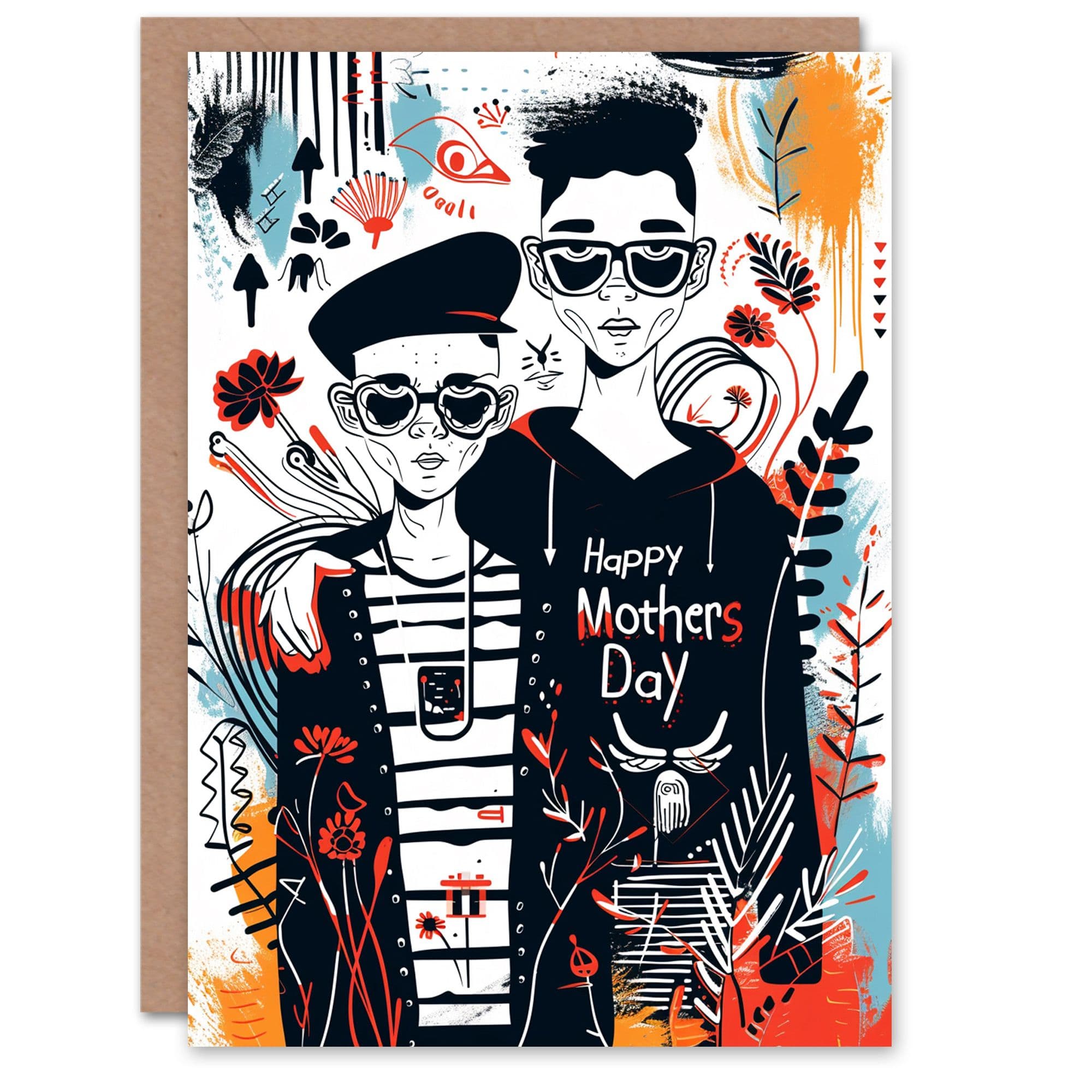 Mother's Day Greeting Card From Sons Teen Funky Punk Cool For Mum