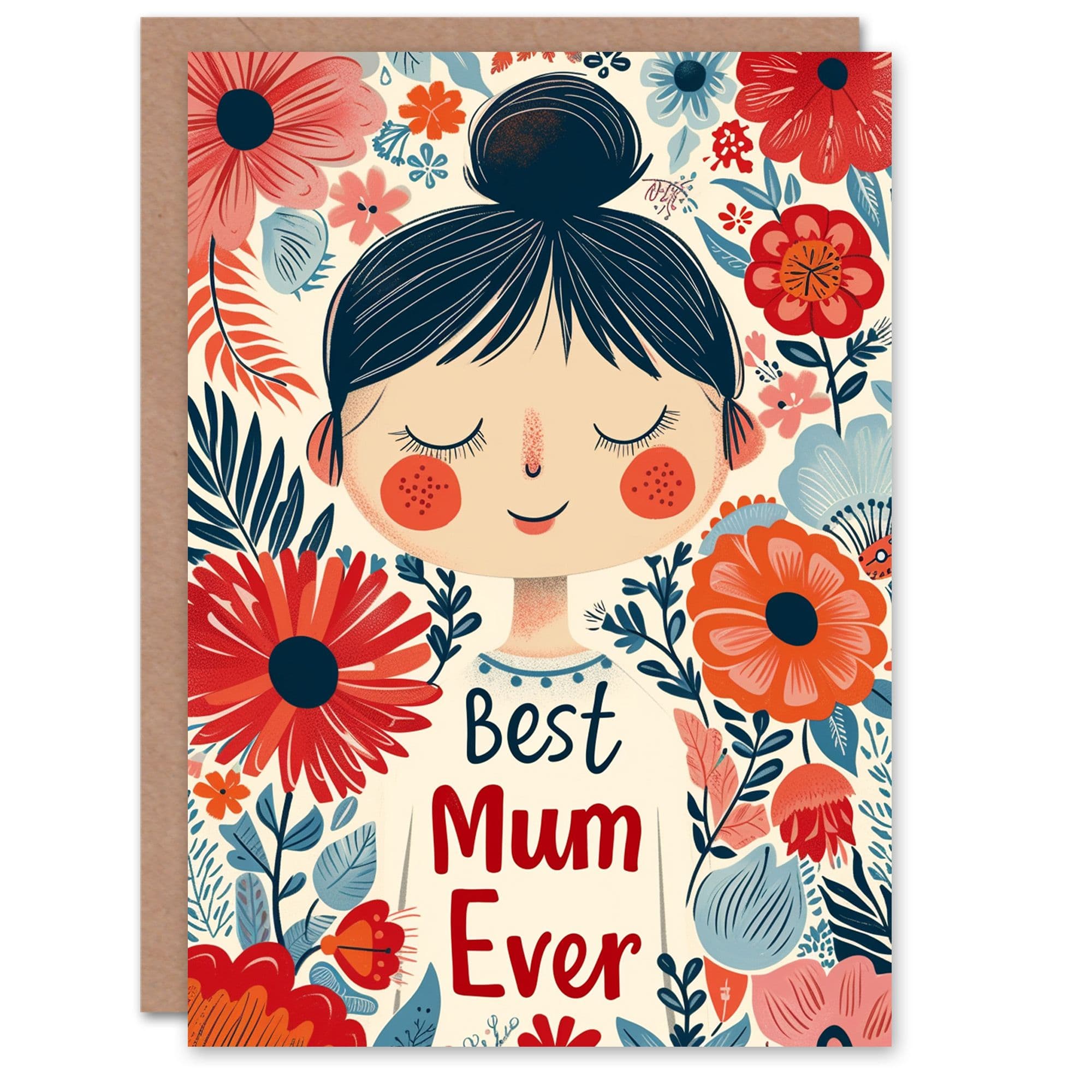 Mothers Day Greeting Card Best Mum Ever Daughter Flowers Love Mum
