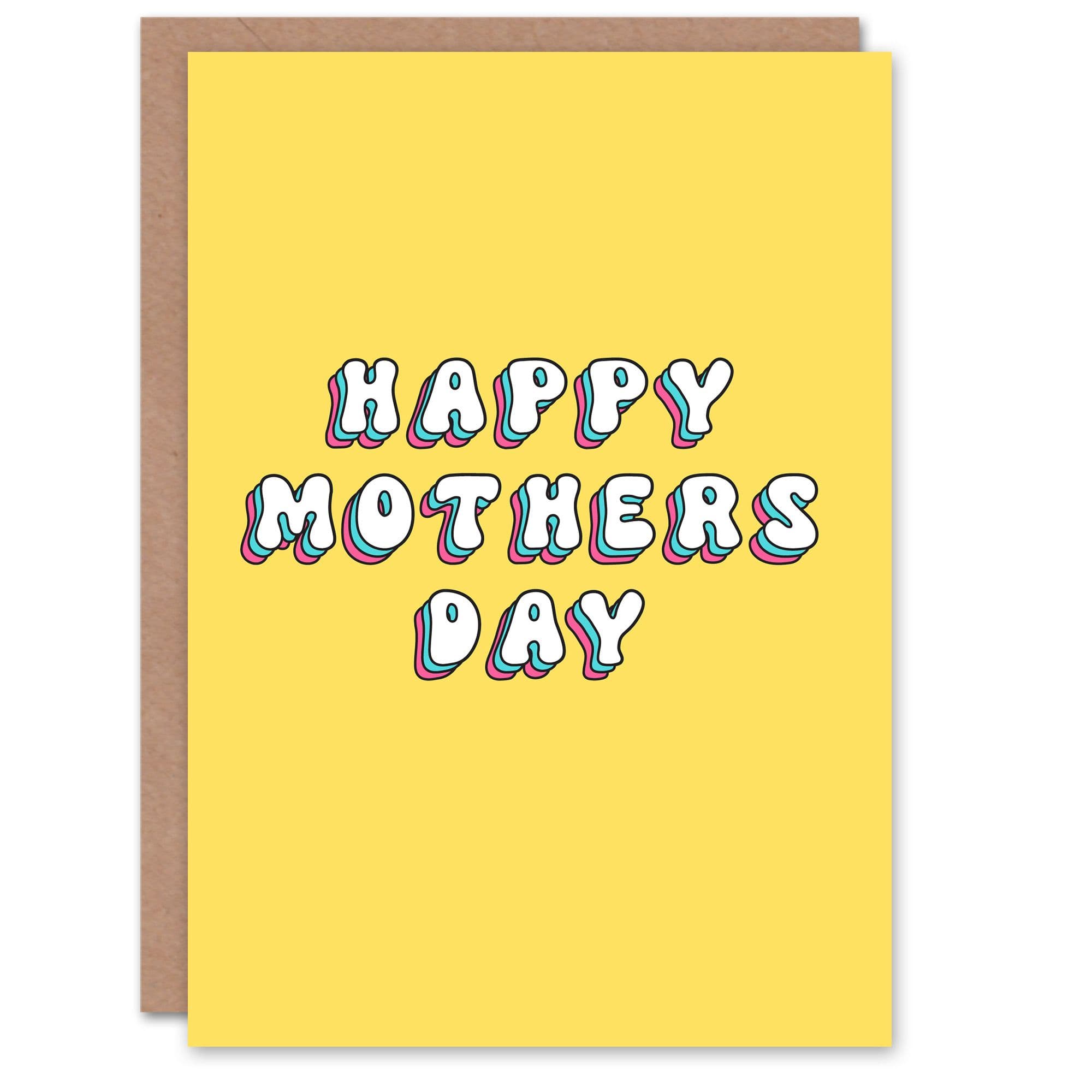 Happy Mothers Day Modern Bright Bold Fun Mum Greeting Card