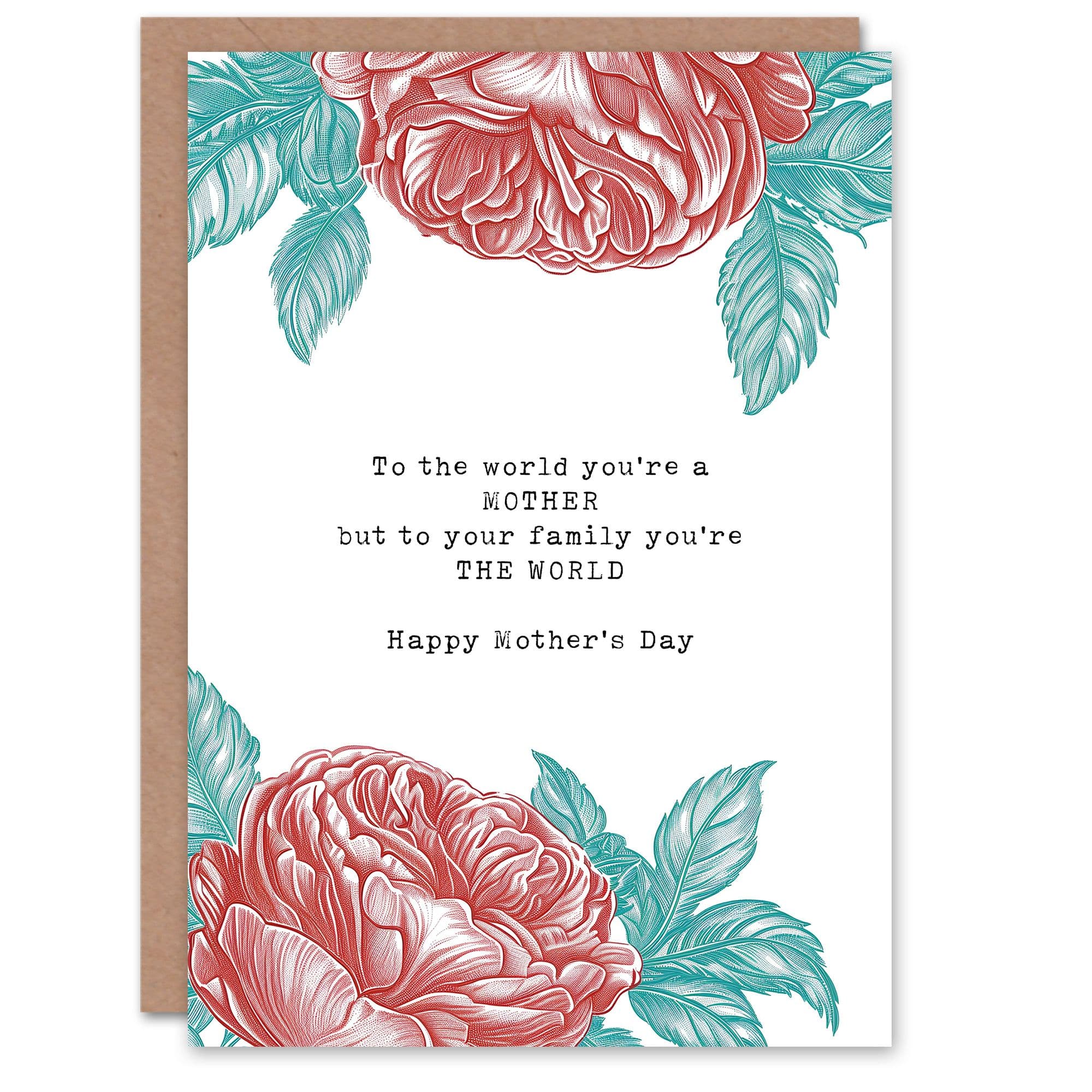 Mother's Day Sincere Family You Are Our World Peony Mum Greeting Card