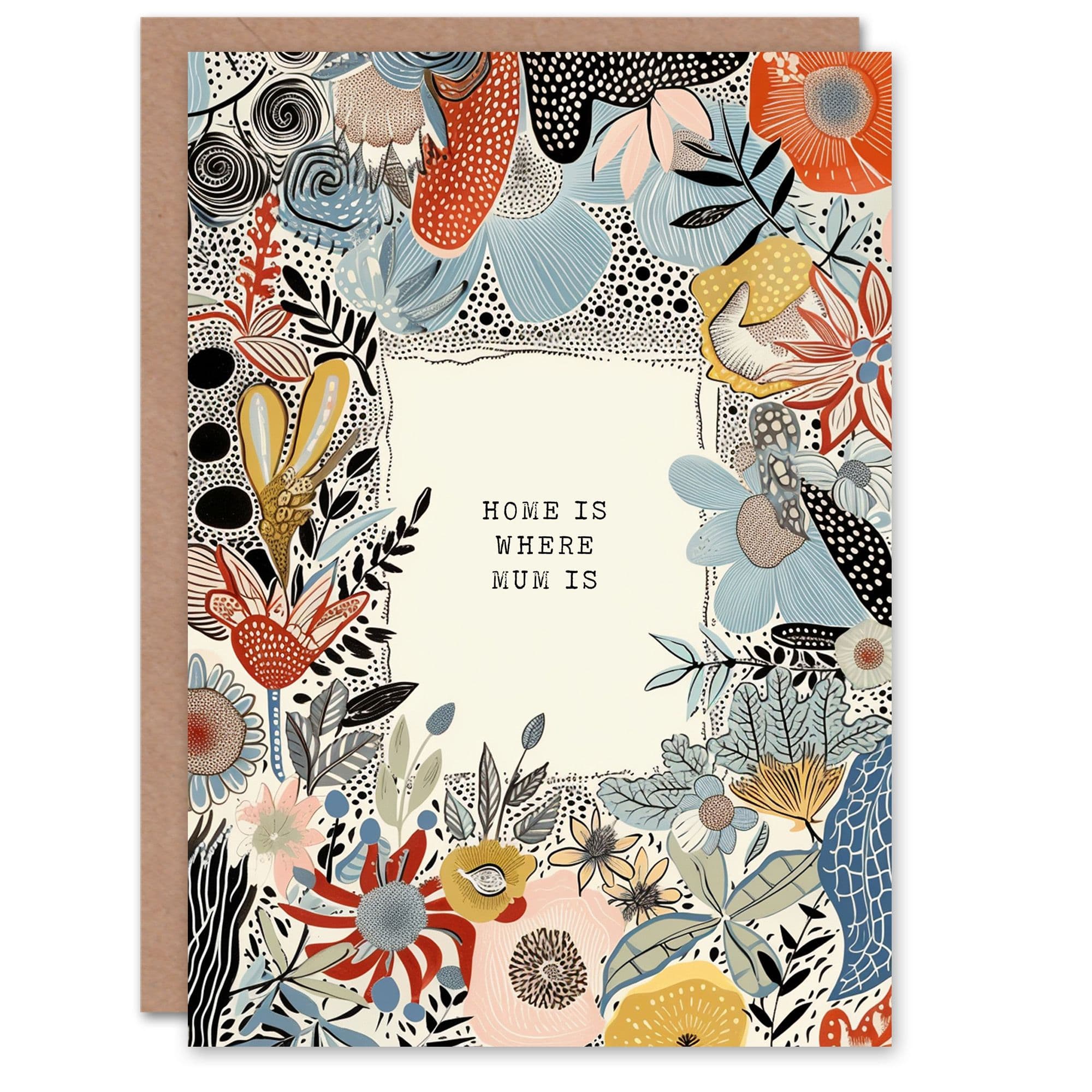 Mothers Day Sincere Home is Where Mum is Floral Greeting Card