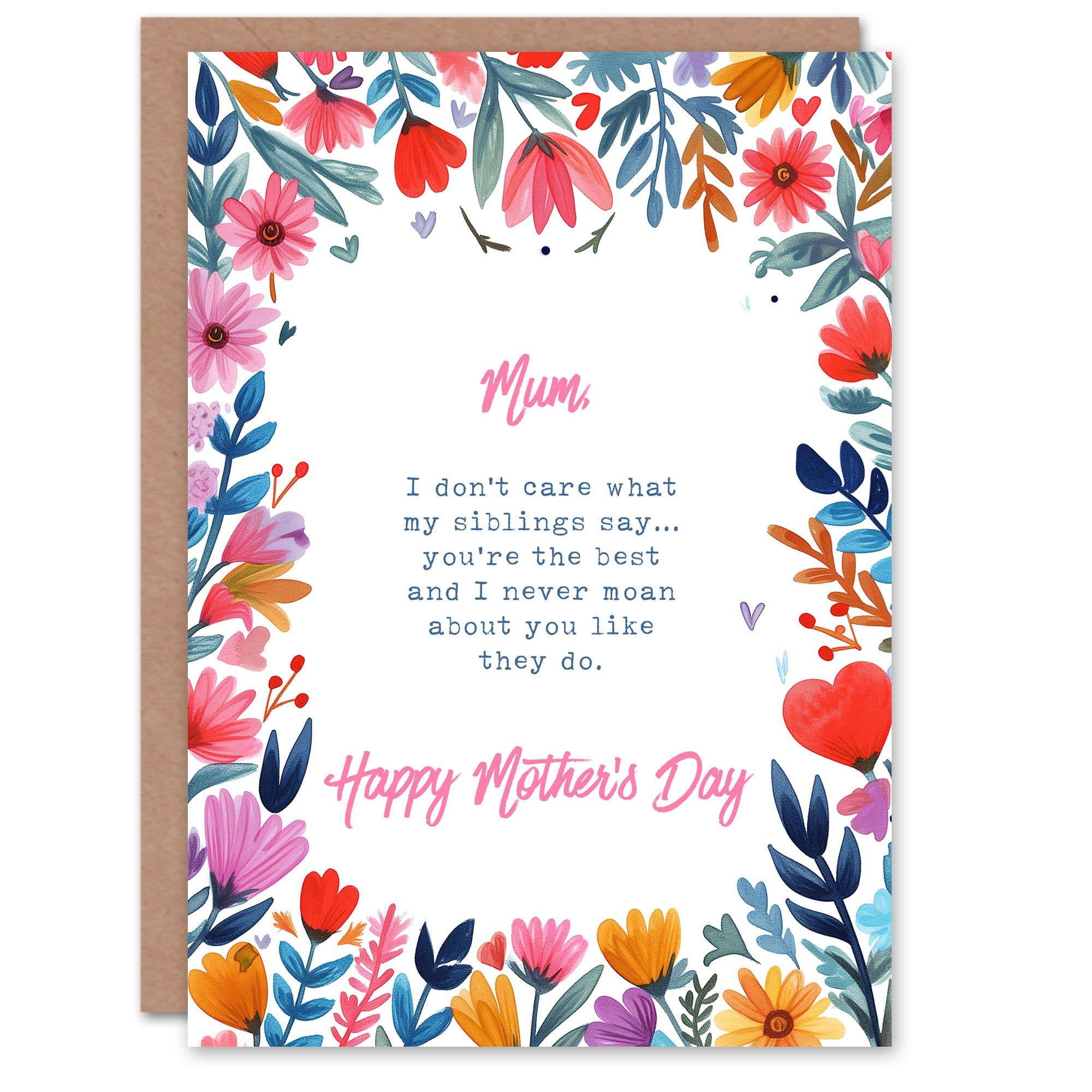 Mother's Day Funny Best Mum Siblings Say Joke Fun Humour Greeting Card
