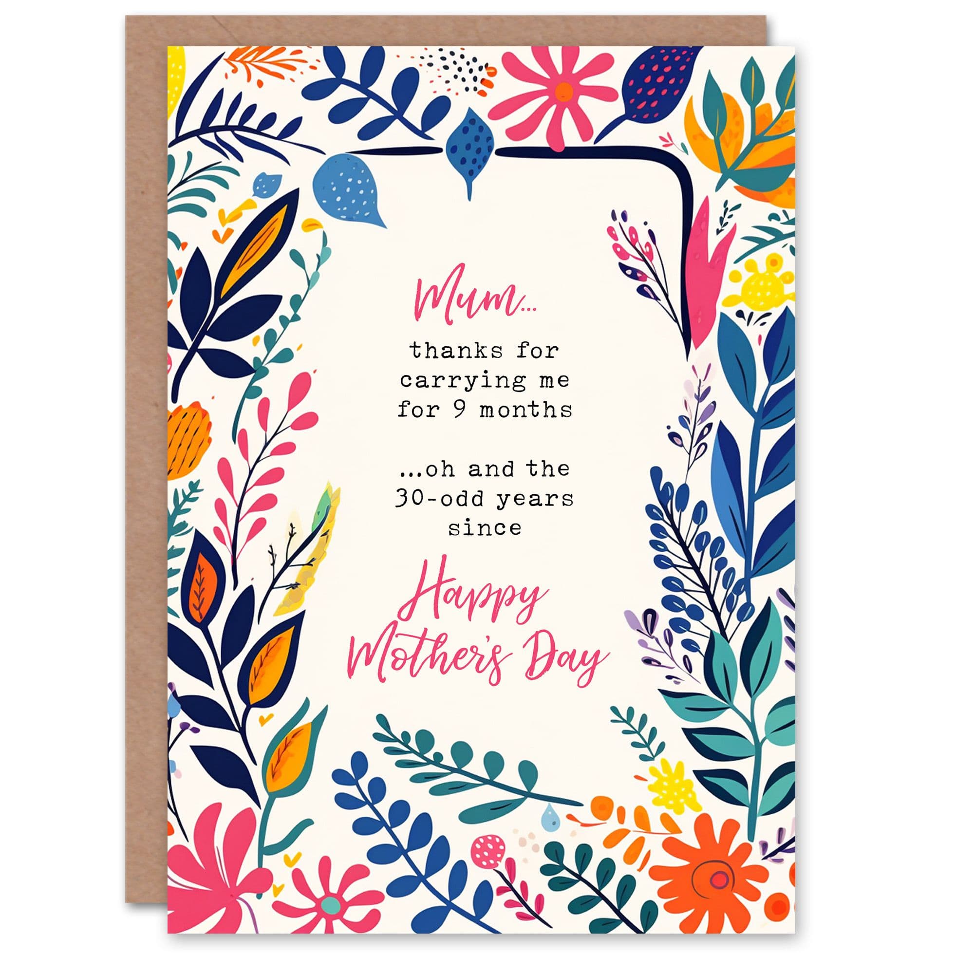 Mother's Day Carrying Me as an Adult Funny Humour Joke Fun Mum Greeting Card