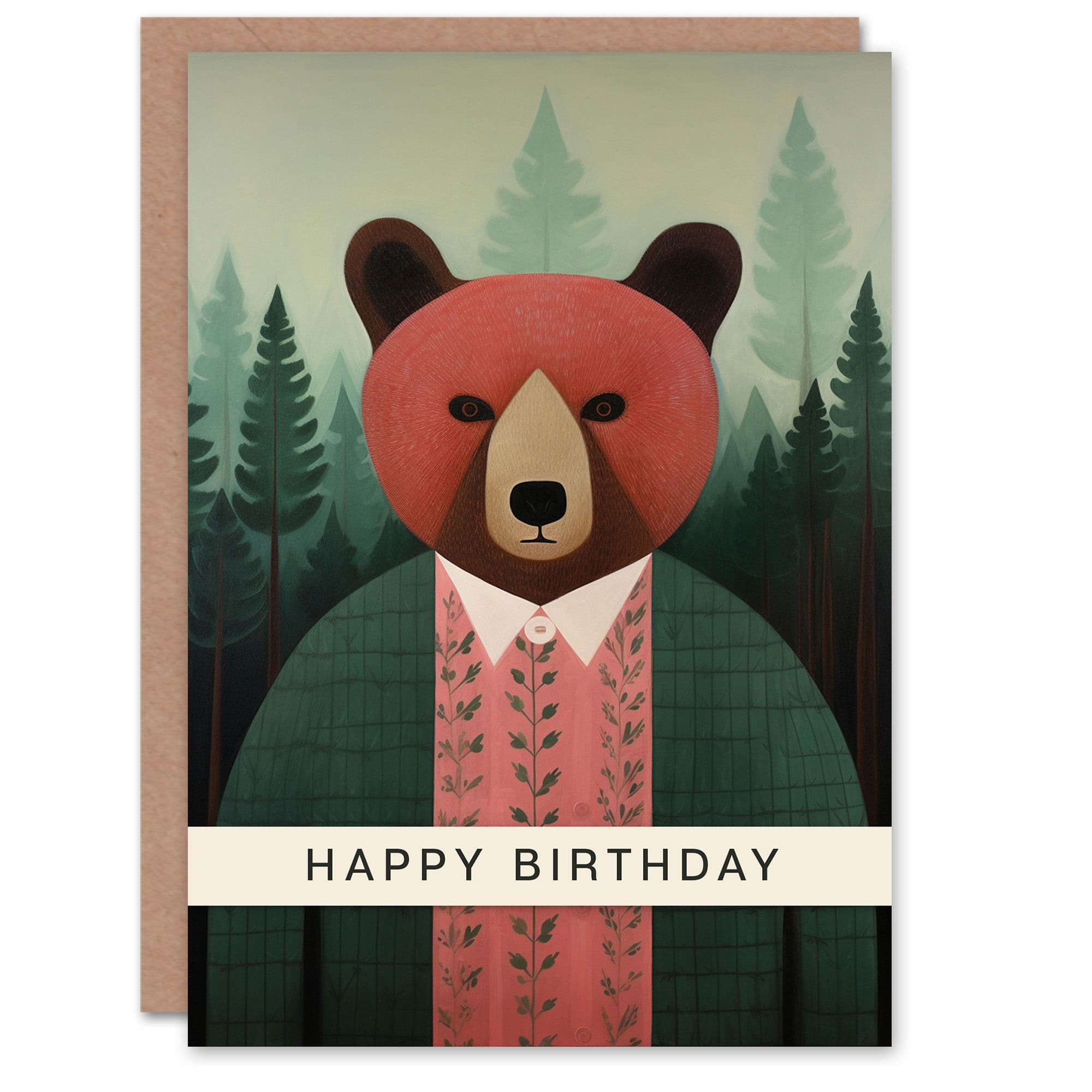 Birthday Greeting Card Papa Bear Cardigan Forest For Him