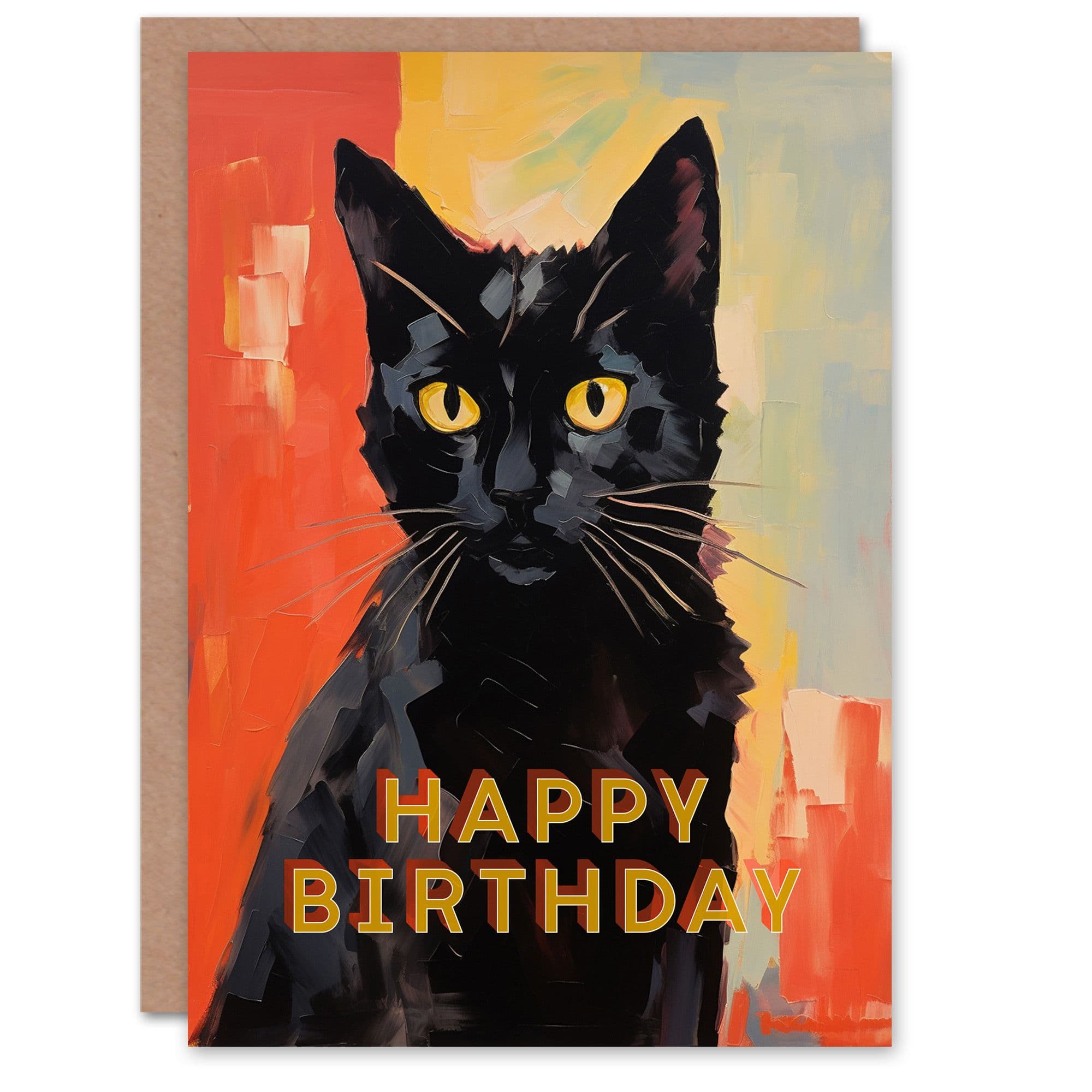 Birthday Greeting Card Cat Lover Painting Him Her