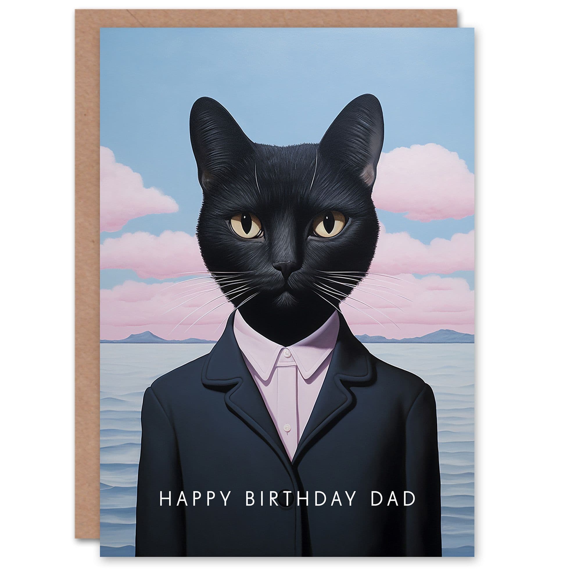 Birthday Greeting Card Cat Lover Suit Dad Father