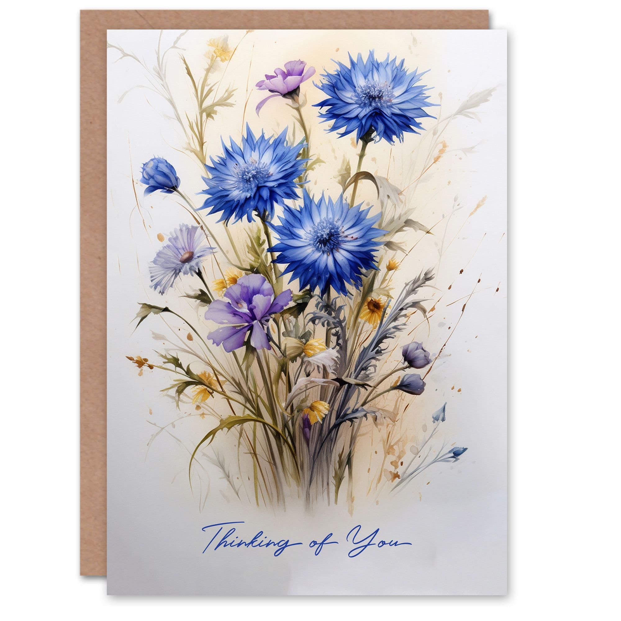 Sympathy Greeting Card Wildflower Bouquet Thinking You Him Her