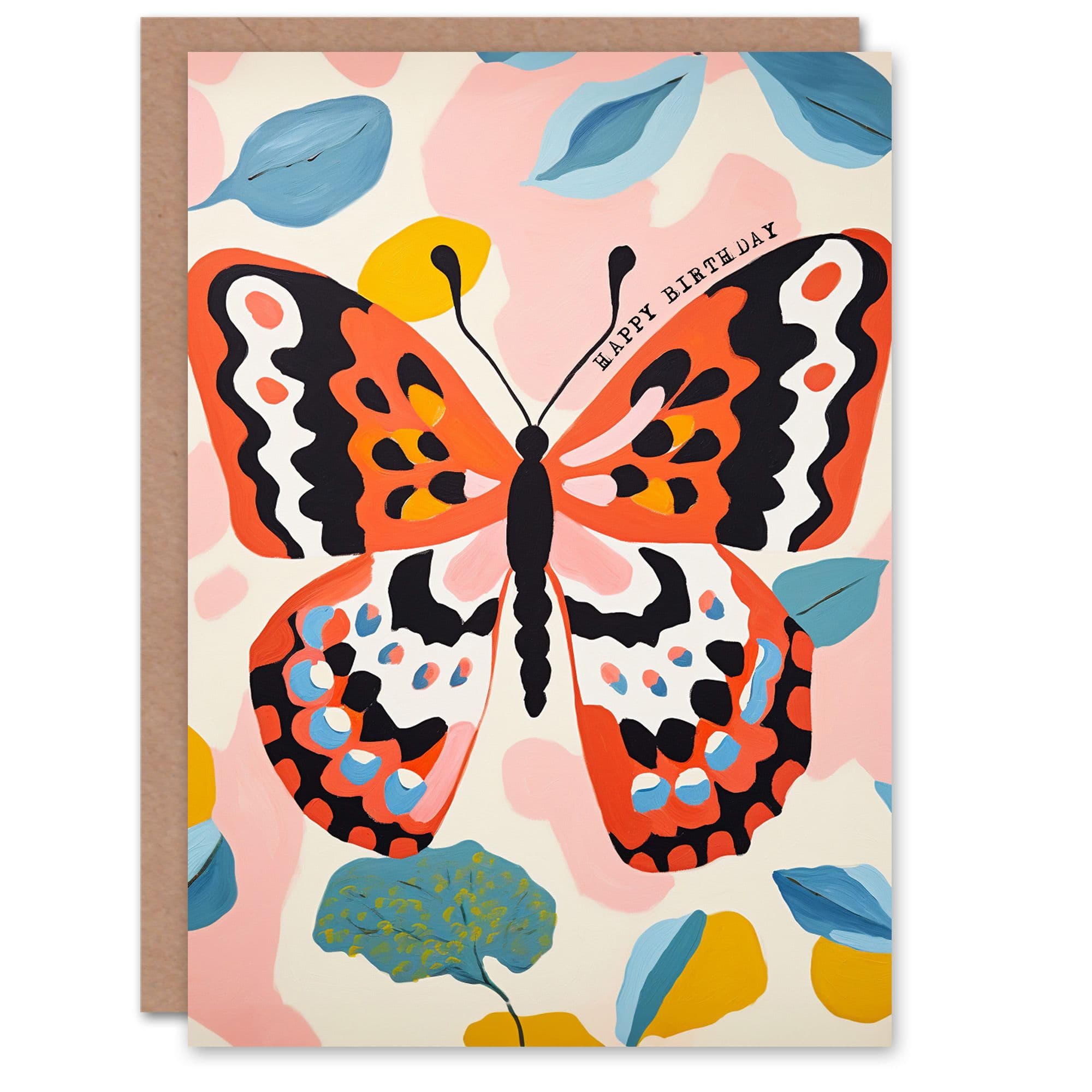 Birthday Greeting Card Simple Colourful Boho Butterfly For Her