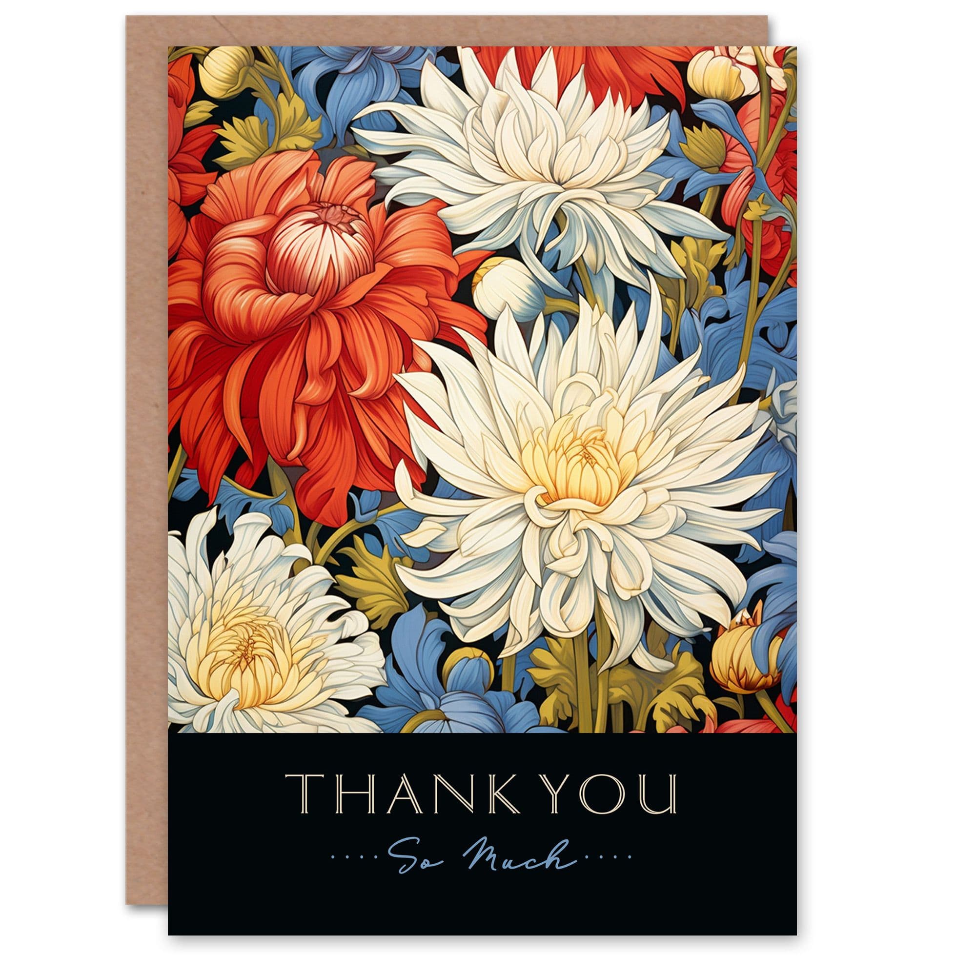 Thank You Greeting Card Chrysanthemum Flower Pattern Her