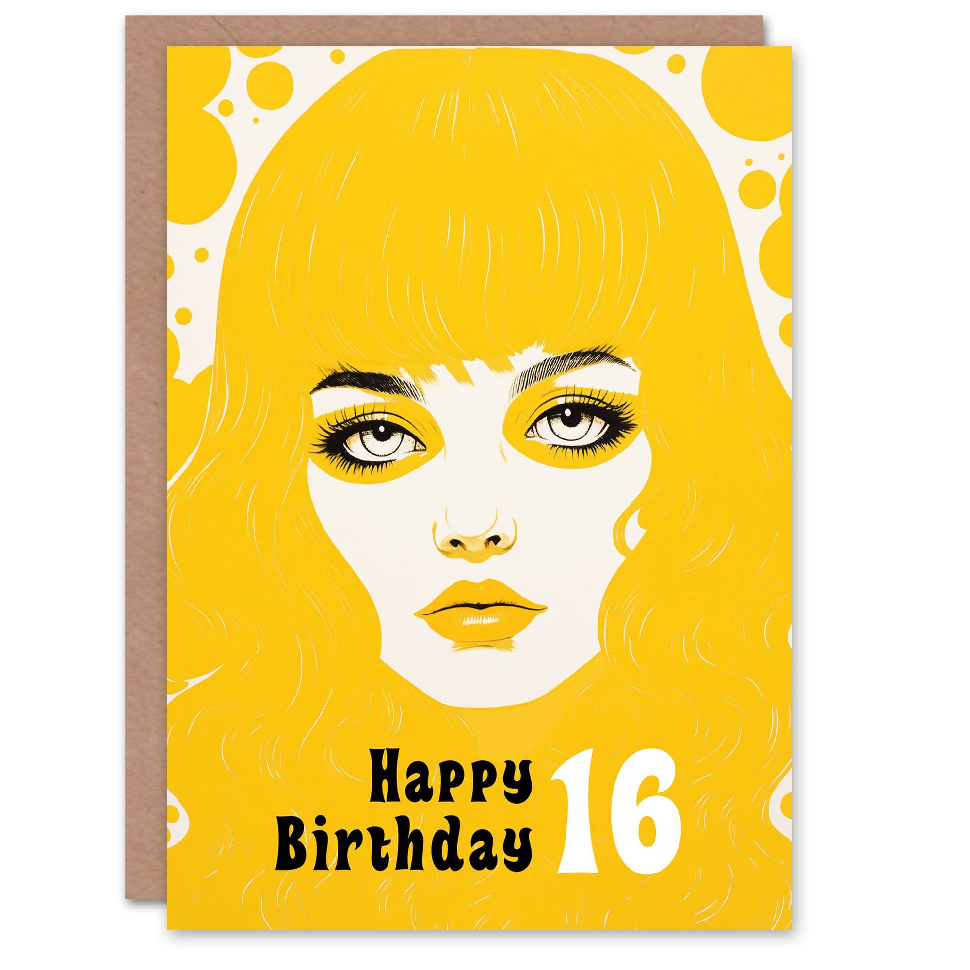 Birthday Greeting Card Summer Yellow Cool Girl Age 16 Year Old 16th For Her
