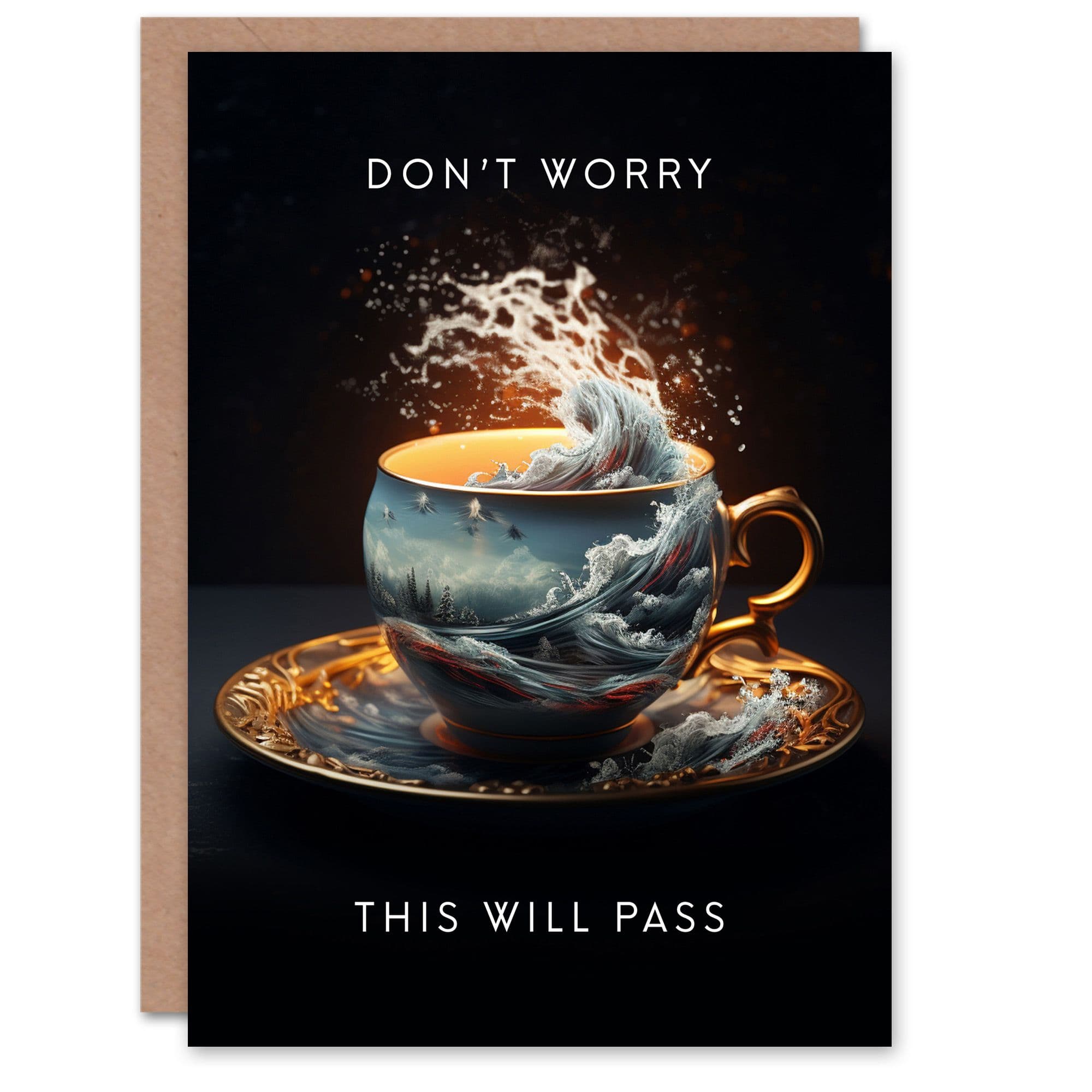 Get Well Greeting Card Dont Worry This Will Pass Storm Tea Cup Him Her