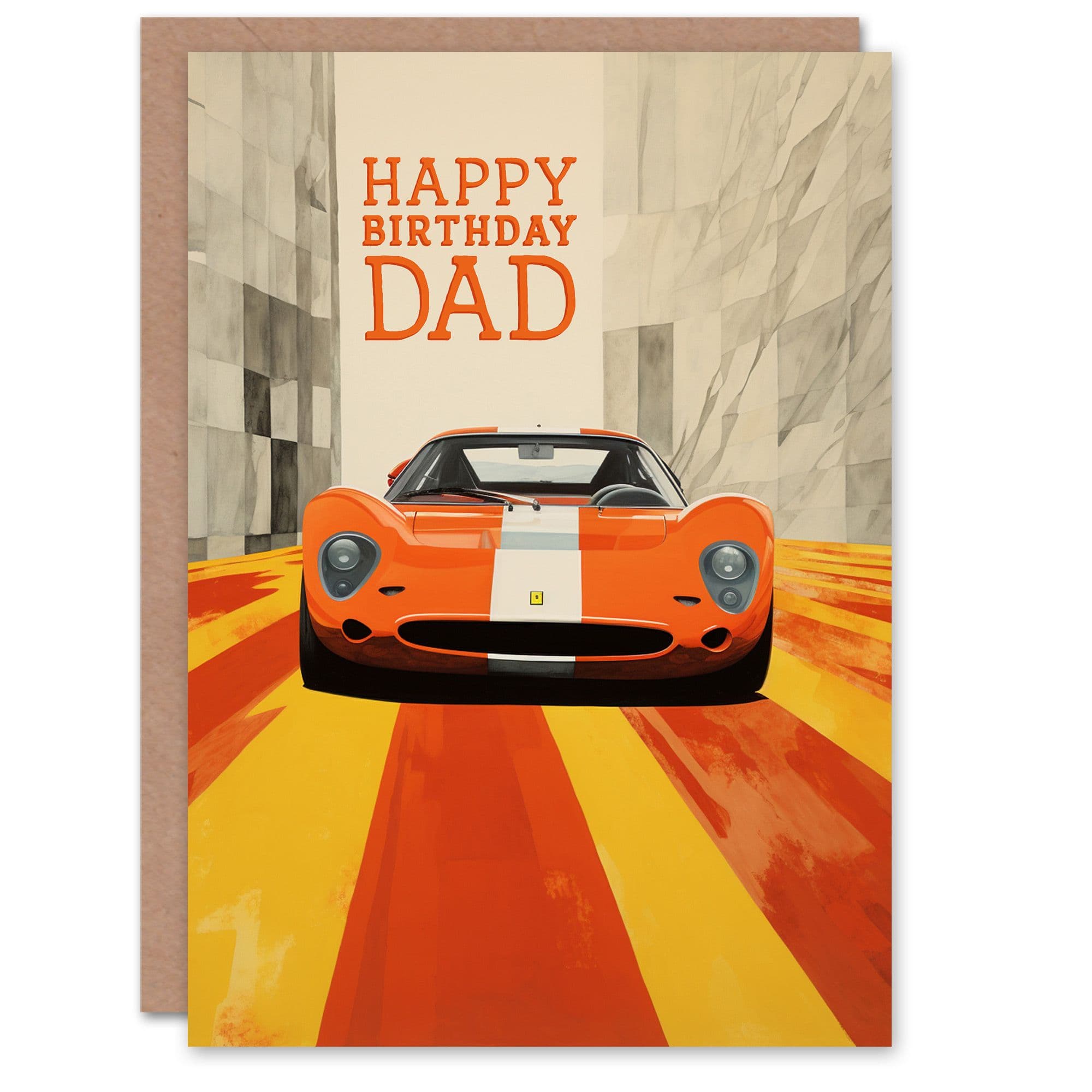 Birthday Greeting Card Father Racing Muscle Car Race Dad