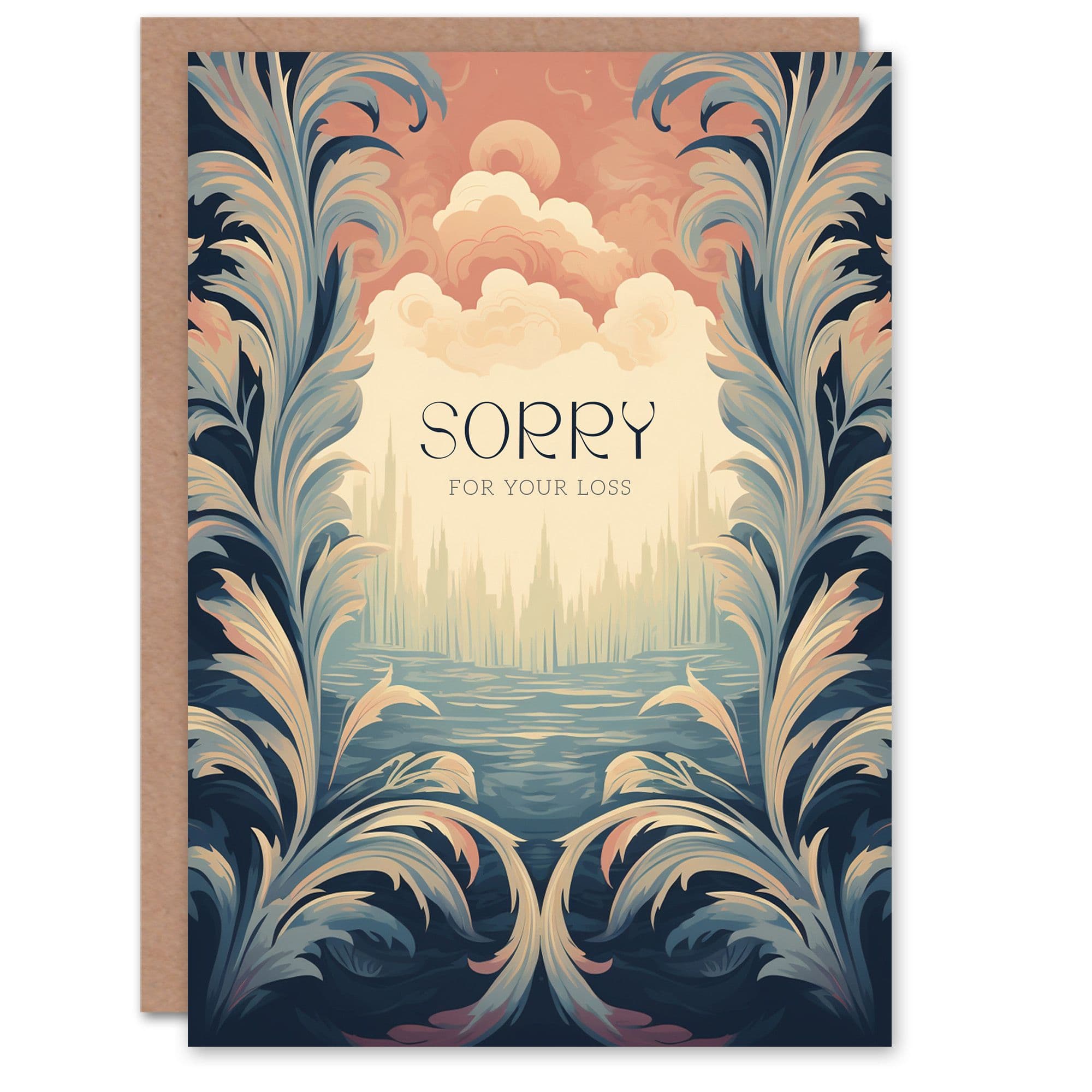 Sympathy Greeting Card Sorry Your Loss Filigree Design Him Her
