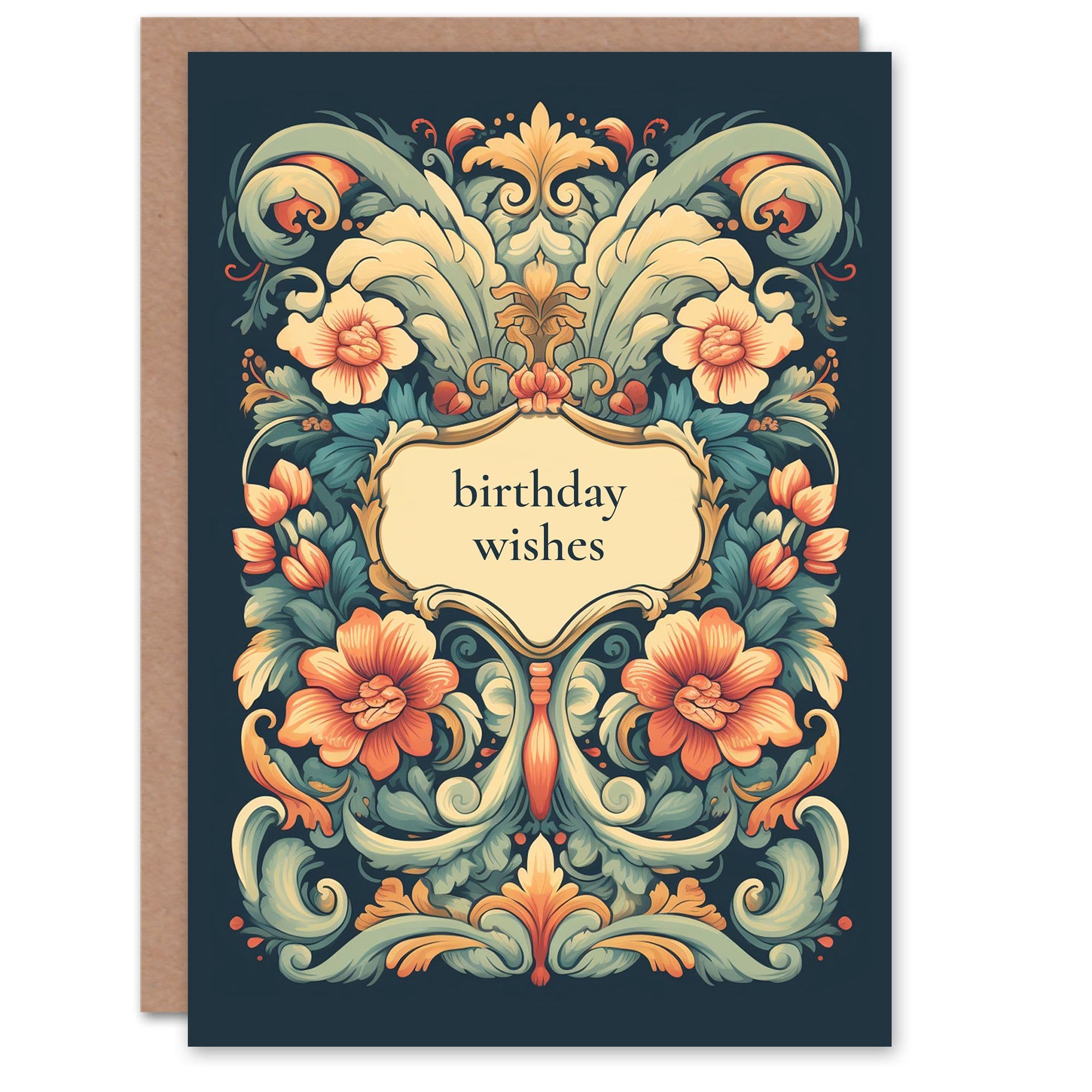 Birthday Greeting Card Flower Floral Ornate Pattern Wishes For Her