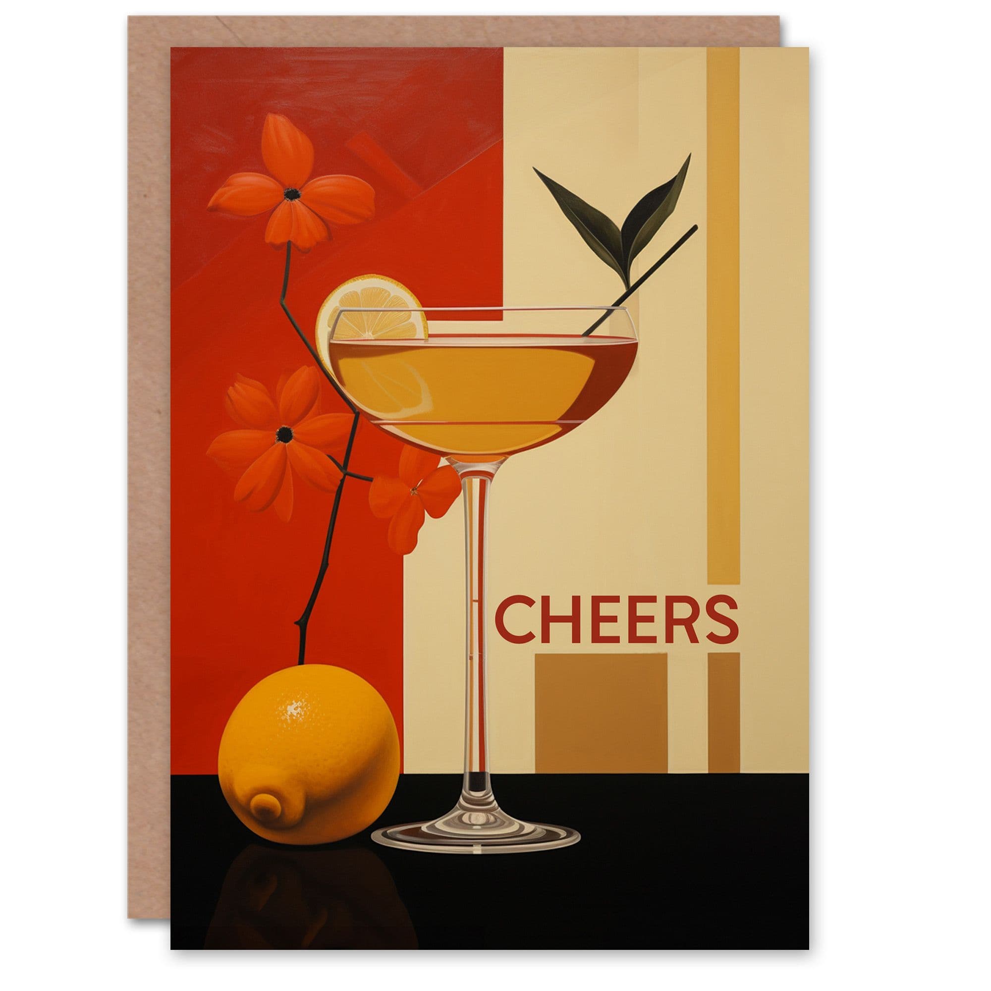 Birthday Greeting Card Cheers Floral Lemon Cocktail Party For Her